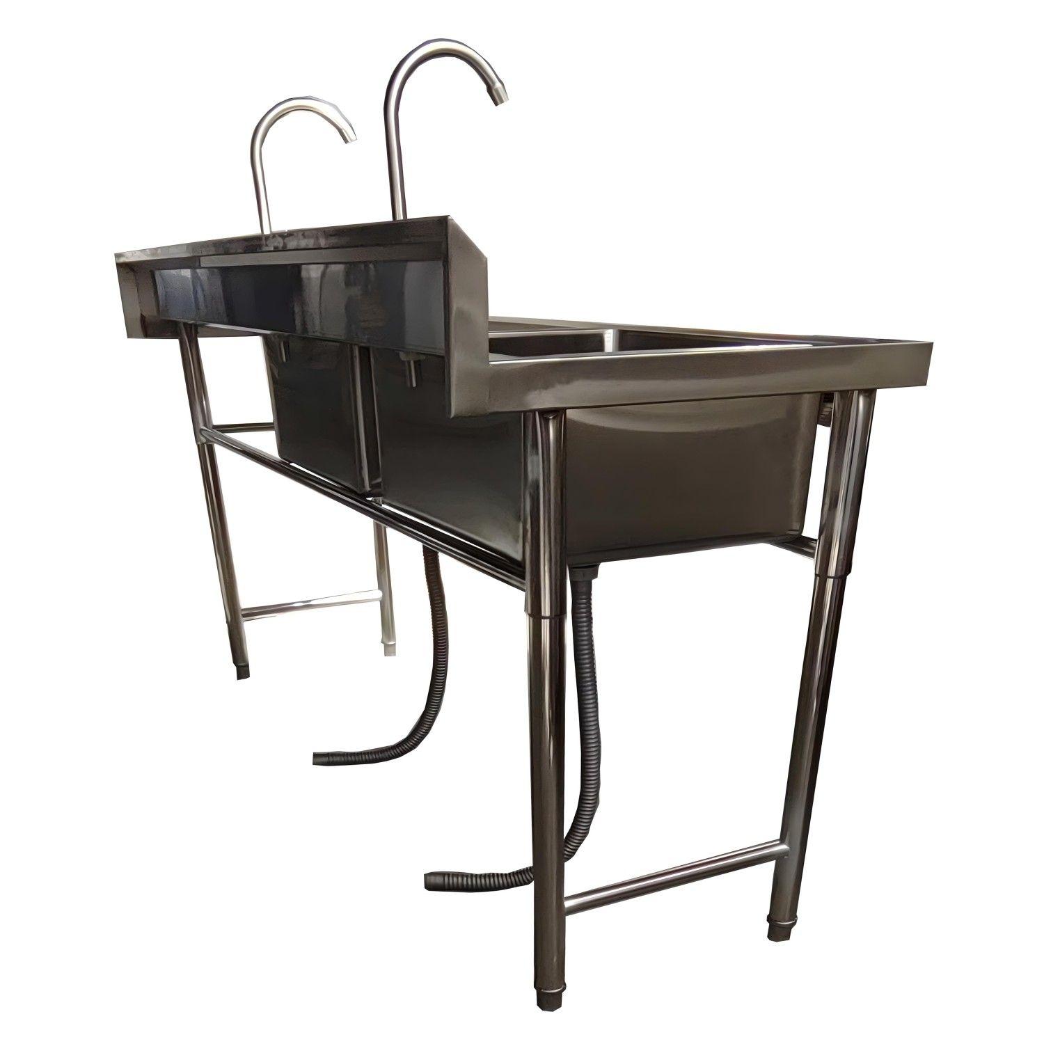 Lavafondos Doble Acero Inox. 175x60x90 cm. Secador derecho-2