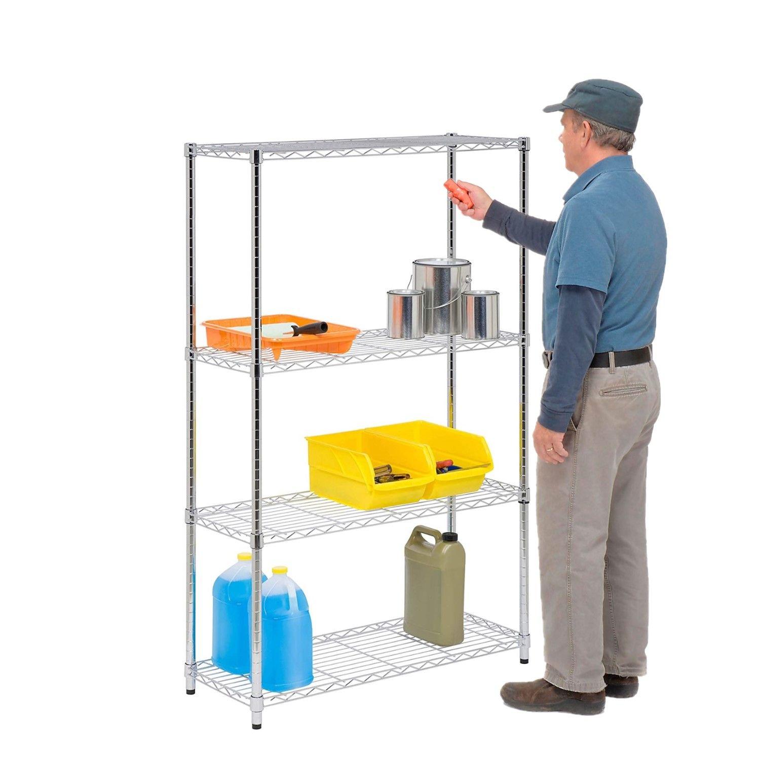 Estante 90x35x150 cm. Acero Cromado 4 bandejas Capacidad 480 kg.-0