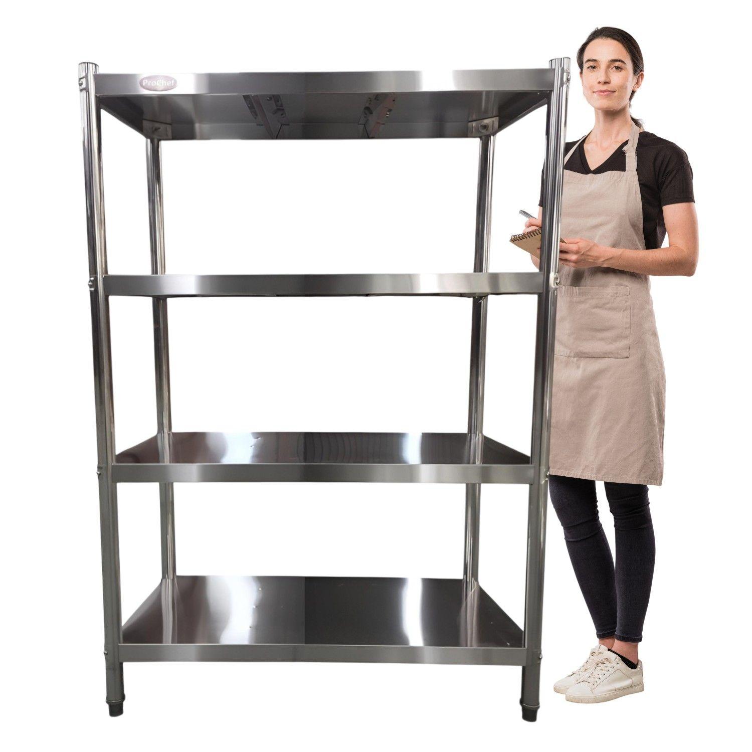 Estante 4 Bandejas lisas. 100x50x155 cm. Acero Inox-1