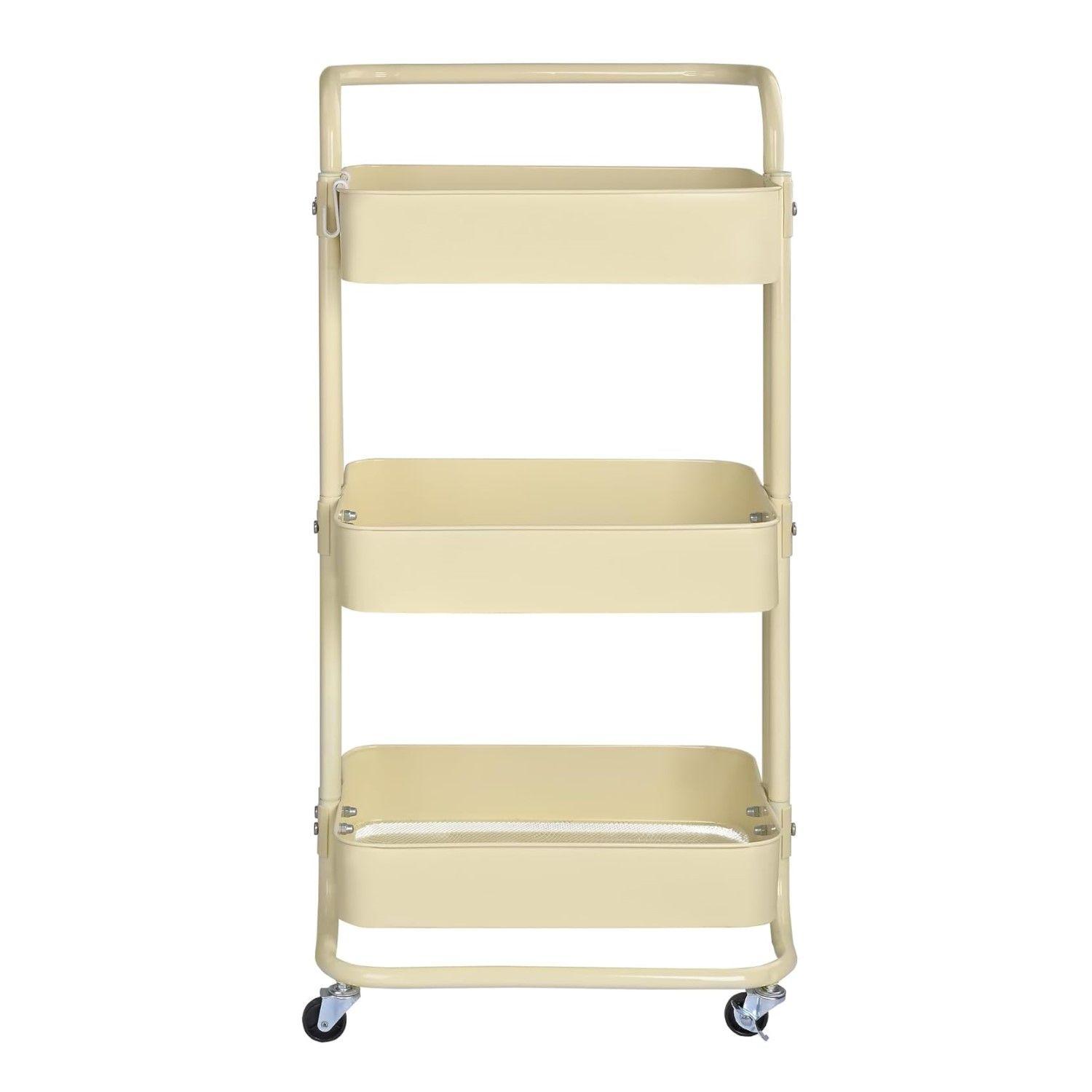 Carro Organizador Multiuso 3 Niveles 100% Acero Crema-3