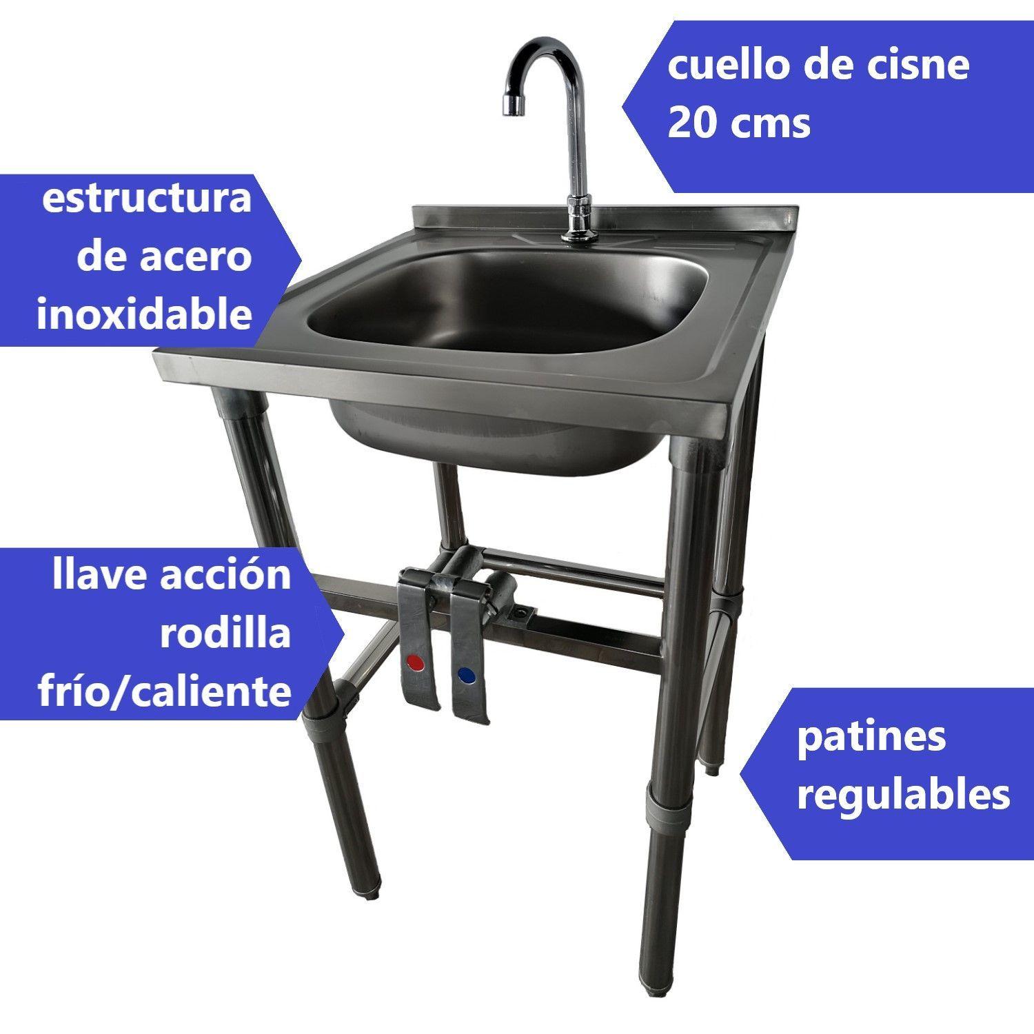 Lavamanos Acción Rodilla Acero Inox. con grifería-2