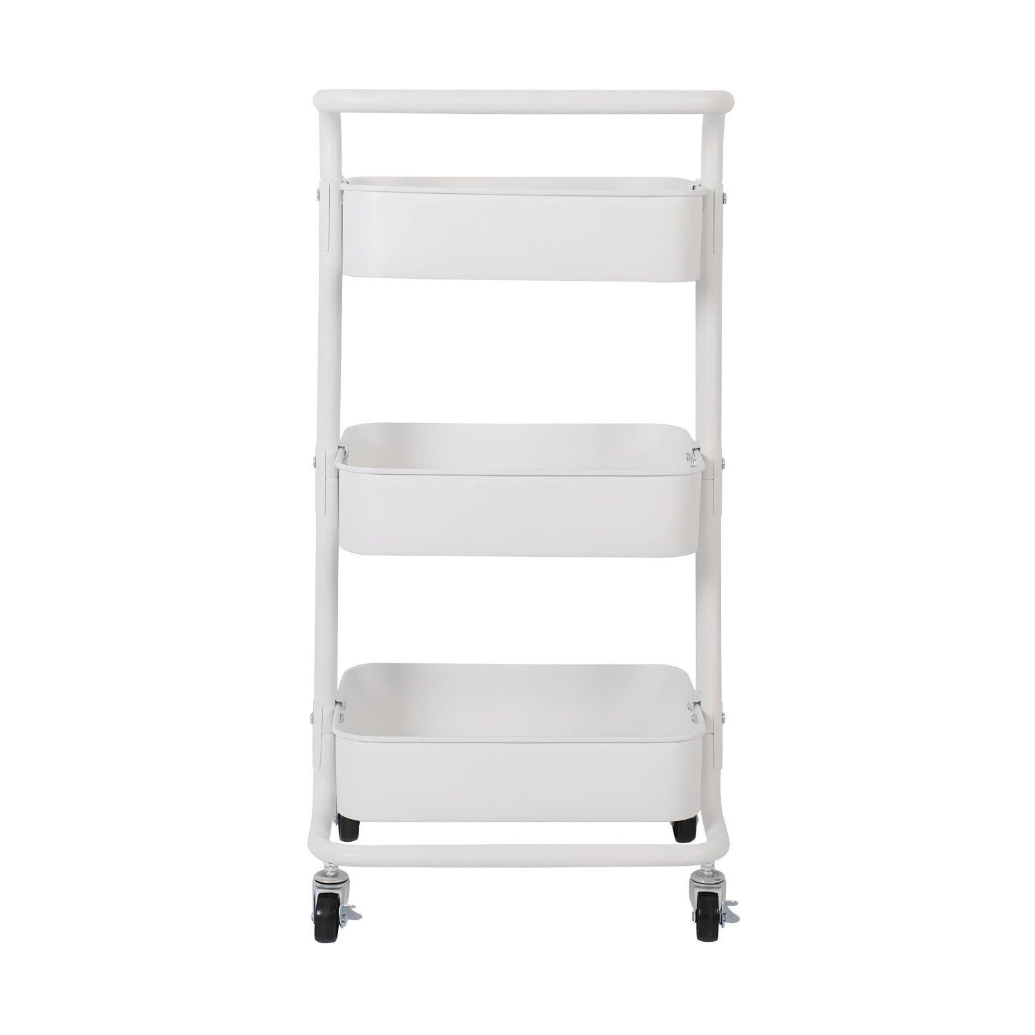 Carro Multiuso Organizador 3 Niveles 100% Acero Blanco-5