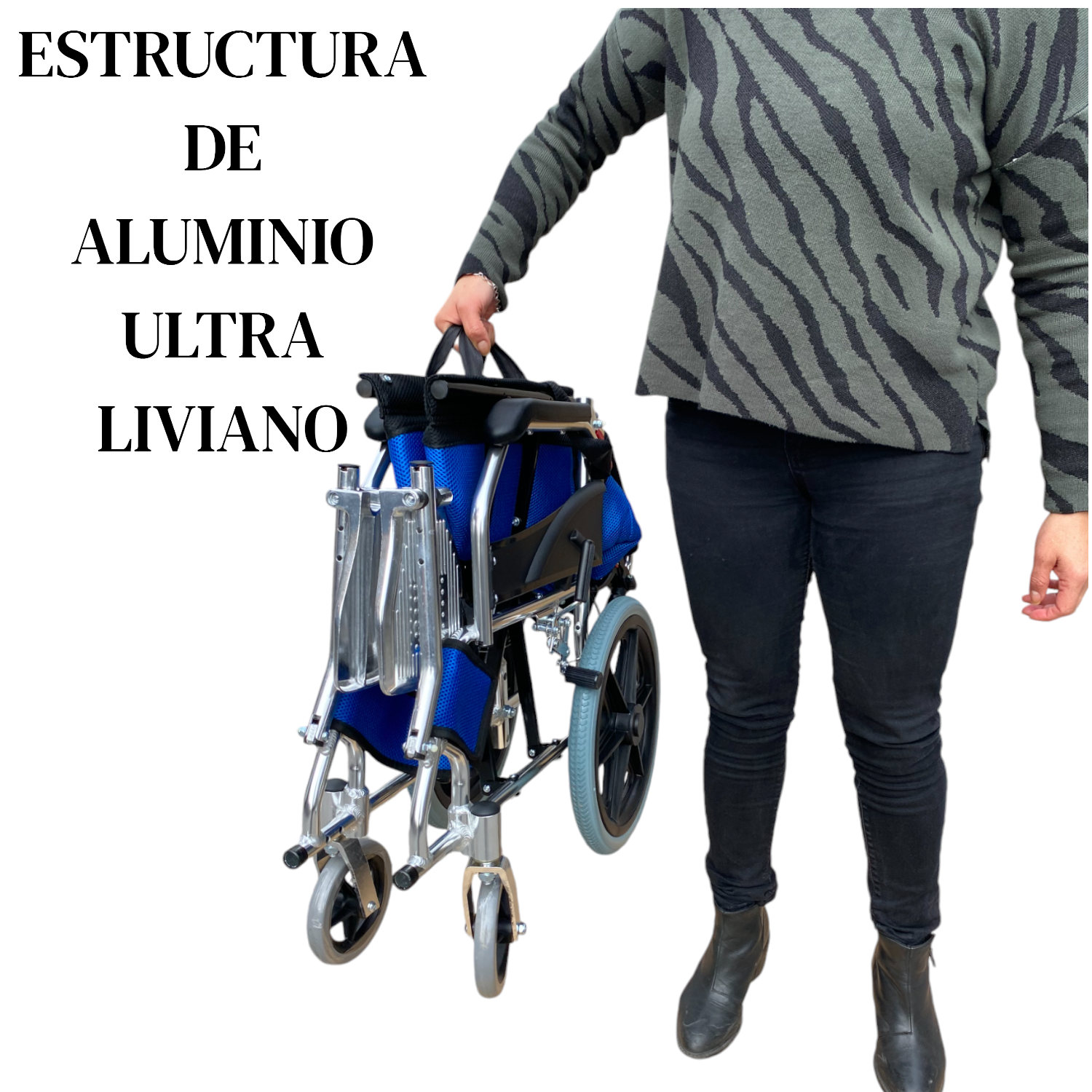 Silla de Ruedas Aluminio Ultra Liviano Aro 16-Azul-2