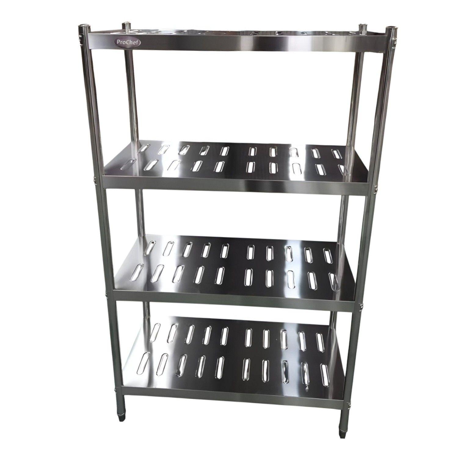 Estante 4 Bandejas Perforadas 90x50x155 cm. Acero Inox-7