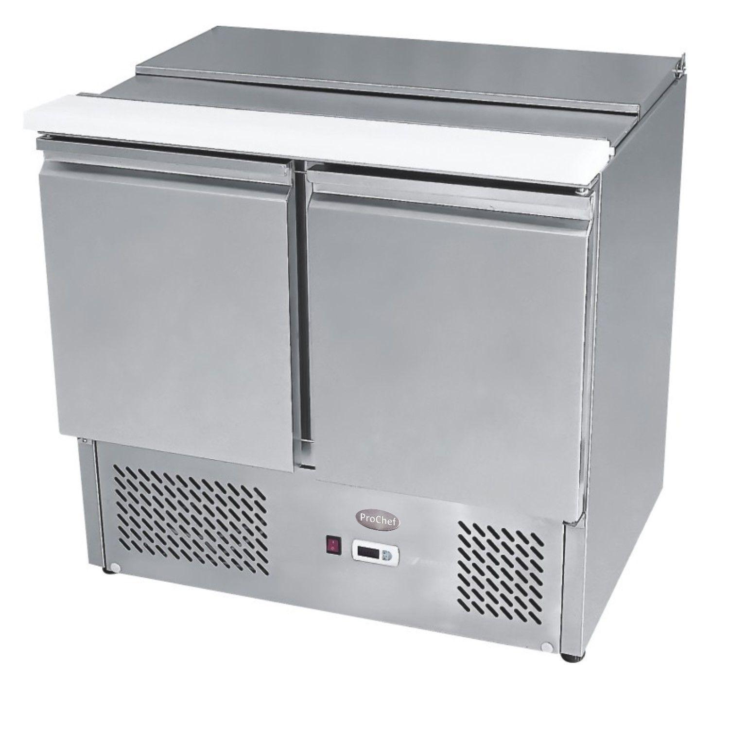 Mesón Refrigerado Saladette 90 Cm. 300 Lt. Ac.Inox ESL3800-2