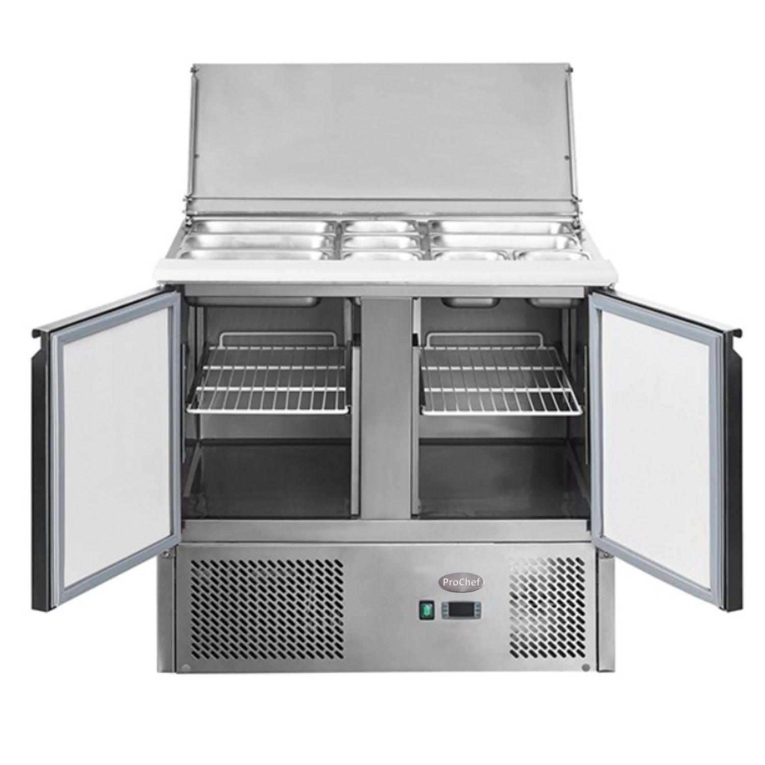 Mesón Refrigerado Saladette 90 Cm. 300 Lt. Ac.Inox ESL3800-2
