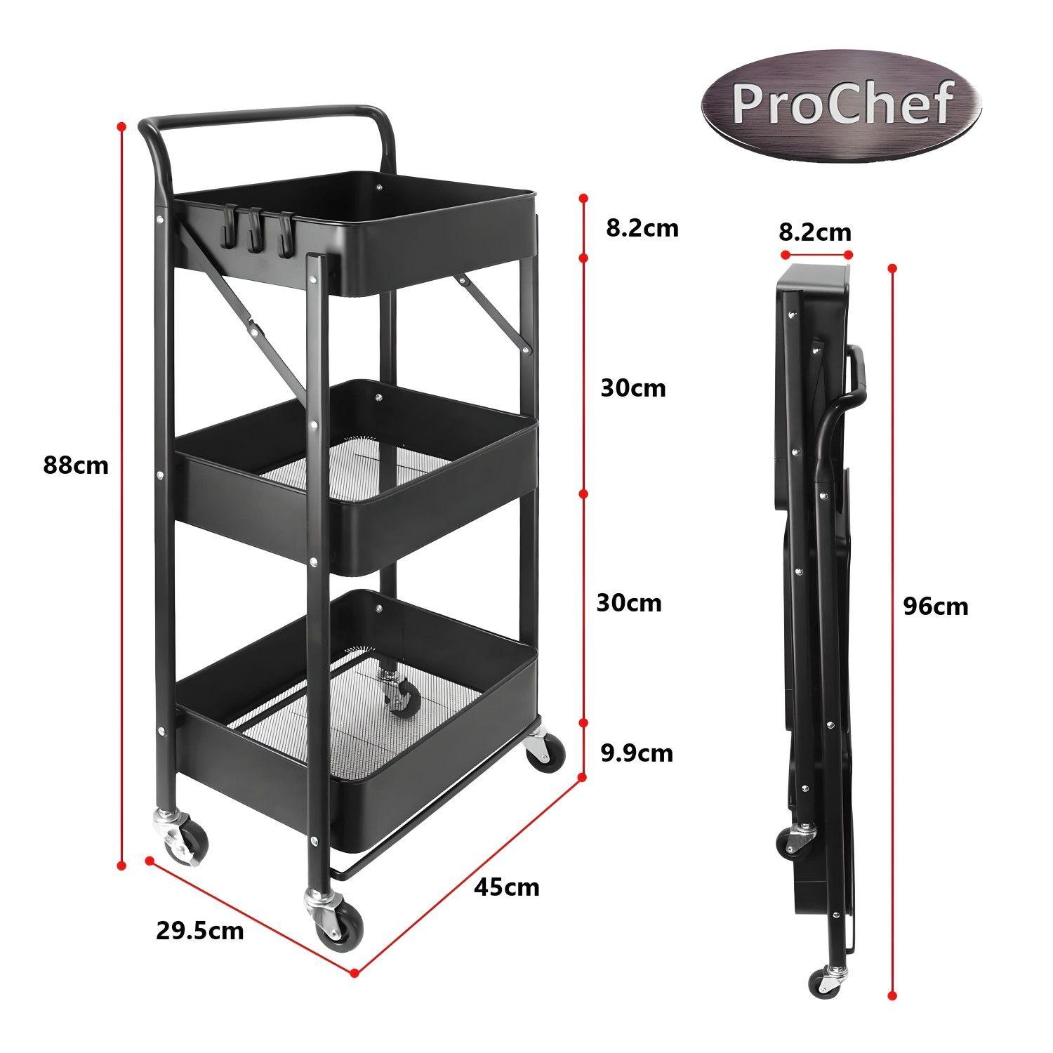 Carro Multiuso Plegable Acero Negro 45x30x88 cm-4