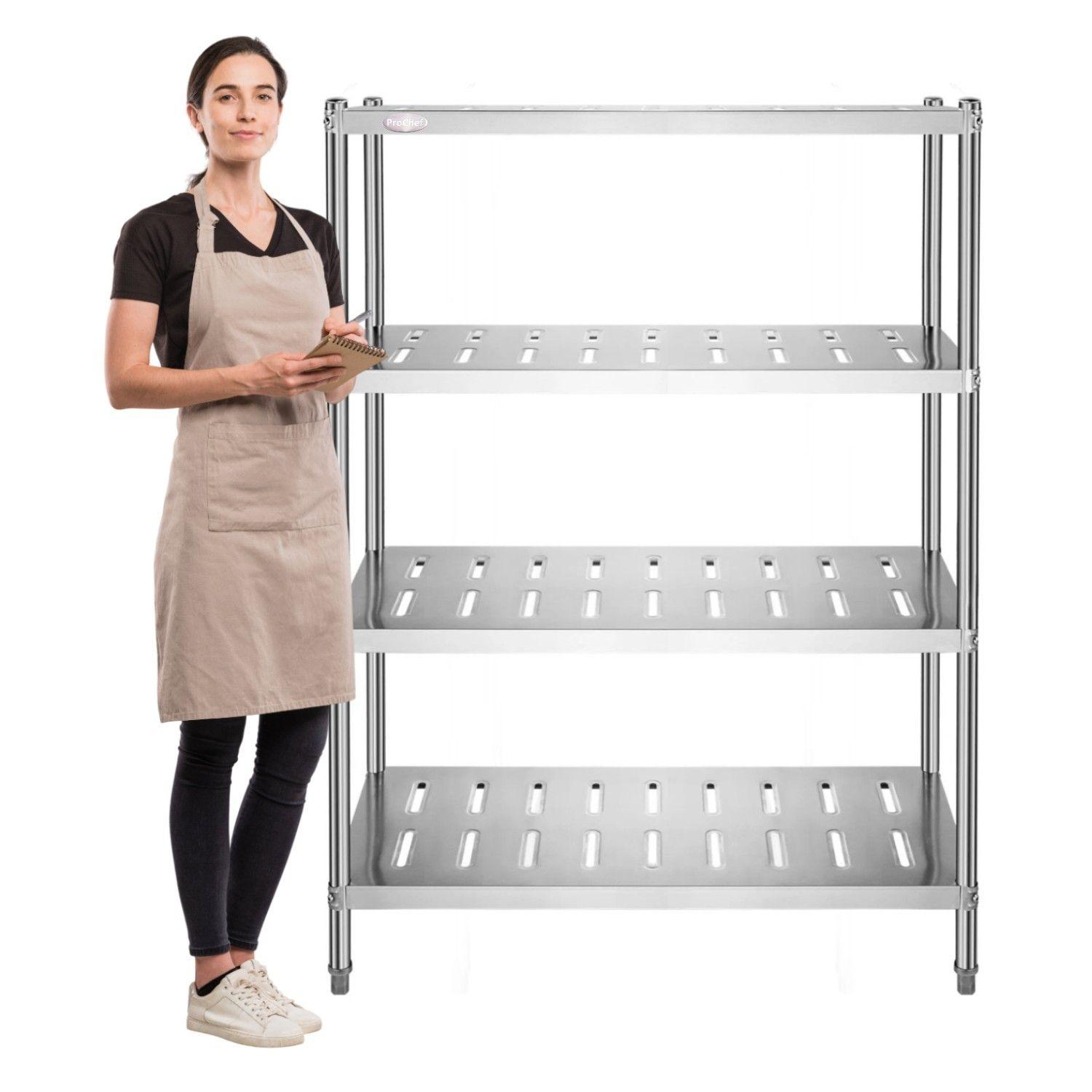 Estante 4 Bandejas Perforadas 100x50x155 cm. Acero Inox-1