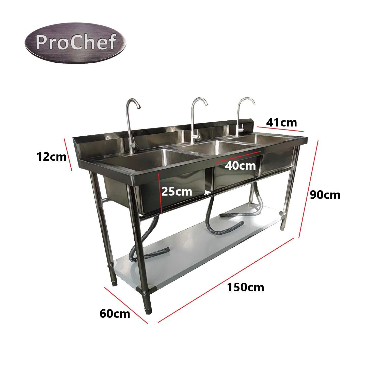 Lavafondos Triple Acero Inox. 180x60x90 cm.-3