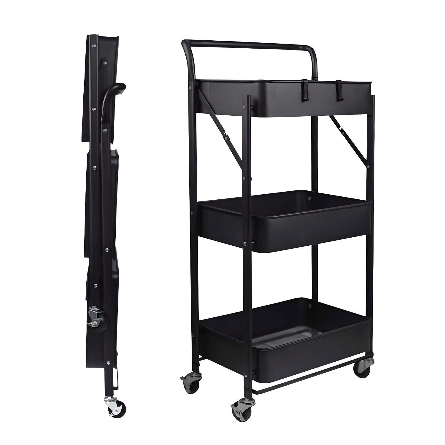 Carro Multiuso Plegable Acero Negro 45x30x88 cm-1