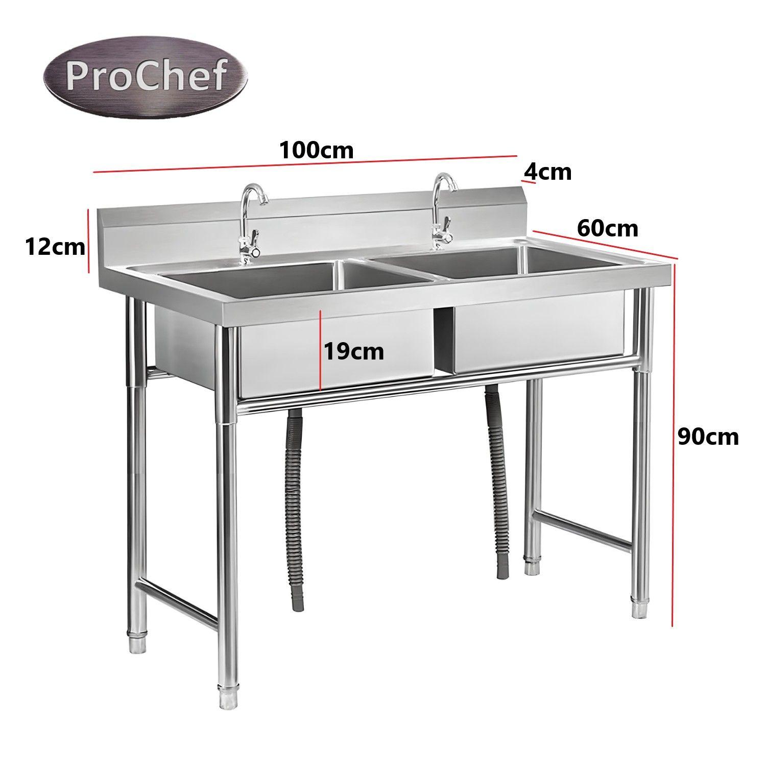 Lavafondos Doble Acero Inox. 100x60x90 cm. Con Grifería-3