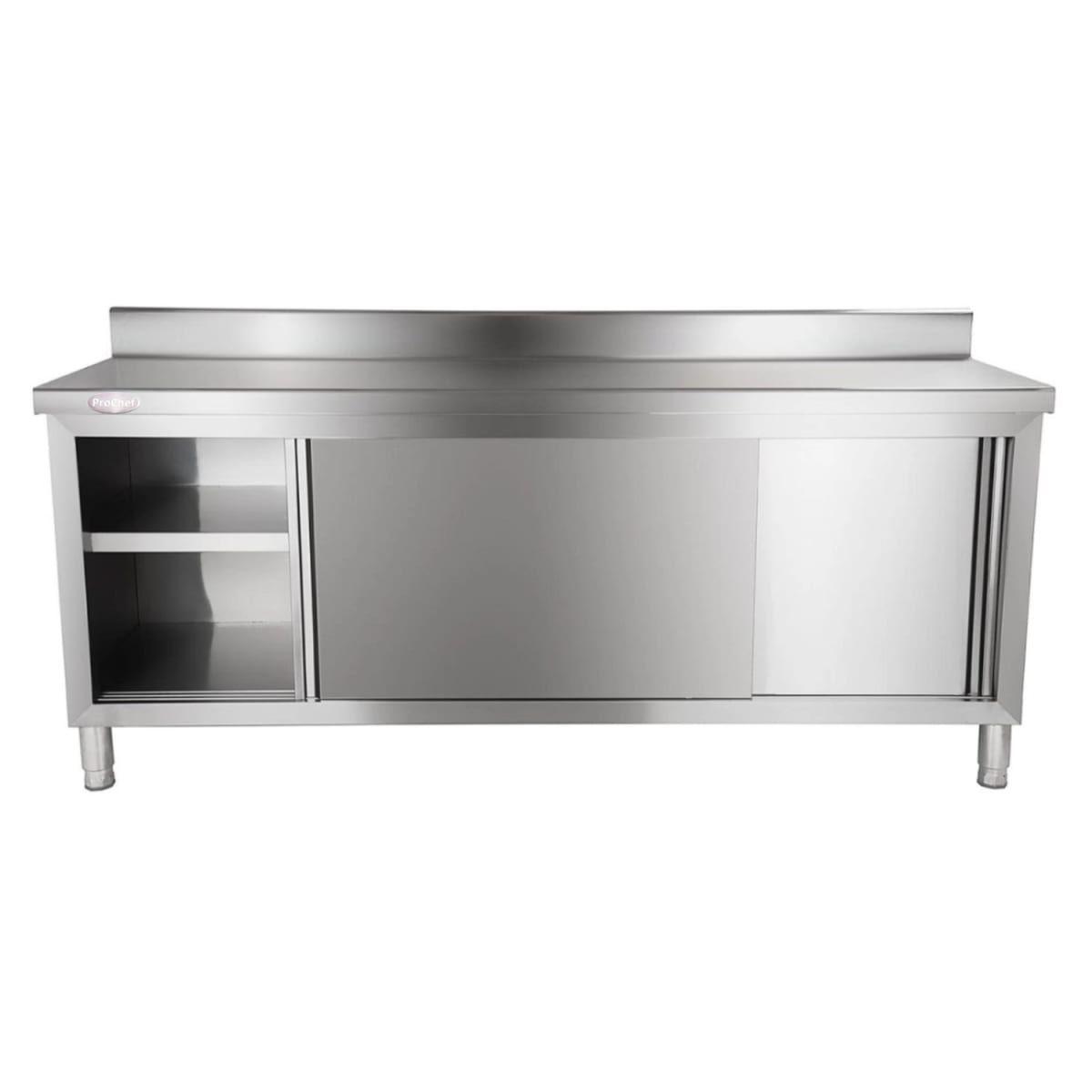 Mesón mural cerrado acero inoxidable 180x60 cm-4