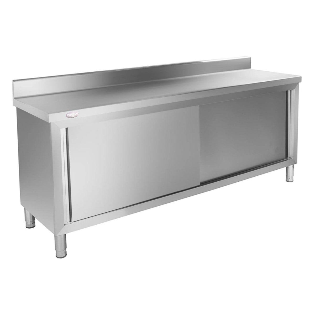 Mesón Mural Cerrado Acero Inoxidable 180x60x85(+6) cm-0