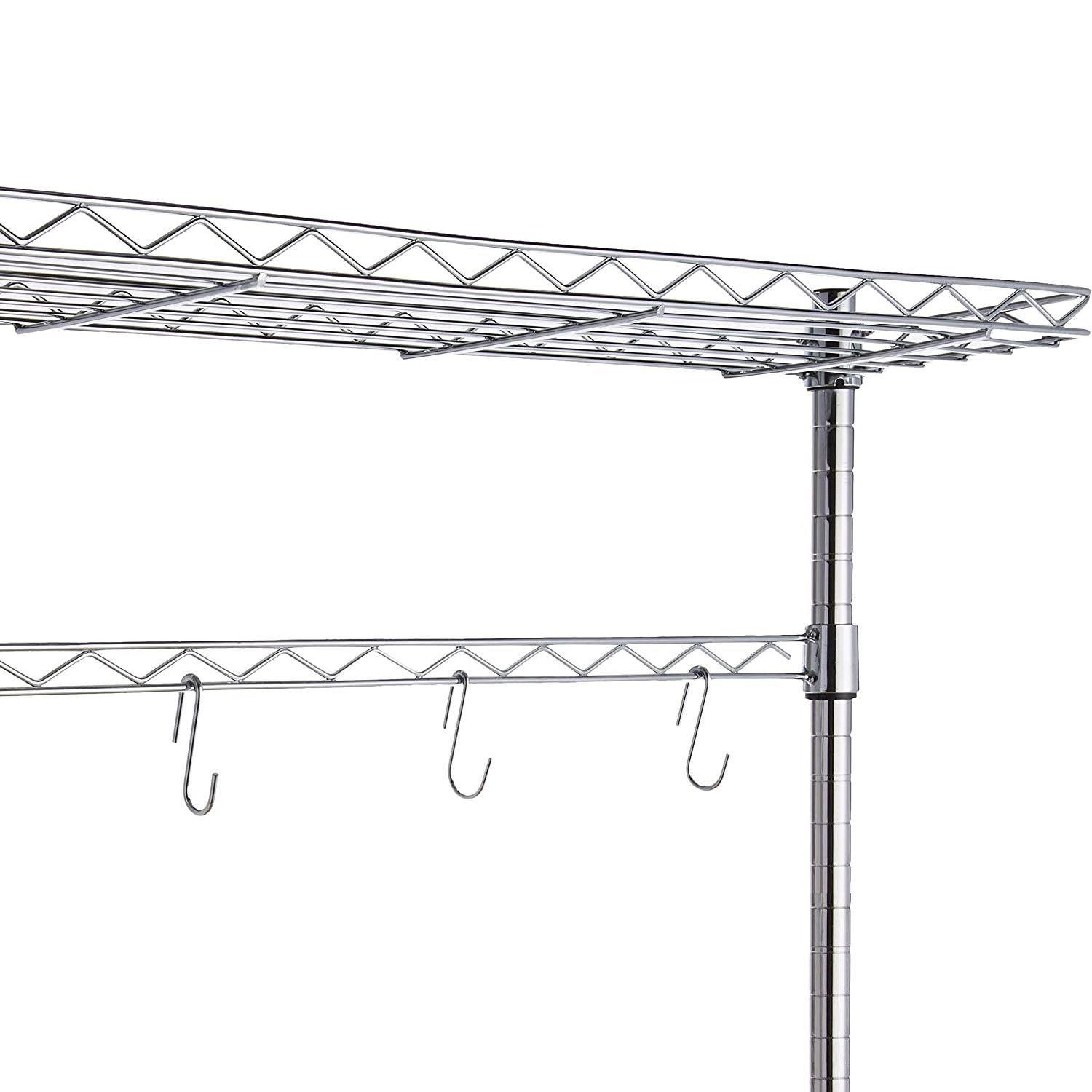 Mesa con repisas 60x35x124 cm. Ruedas. Acero Cromado-10
