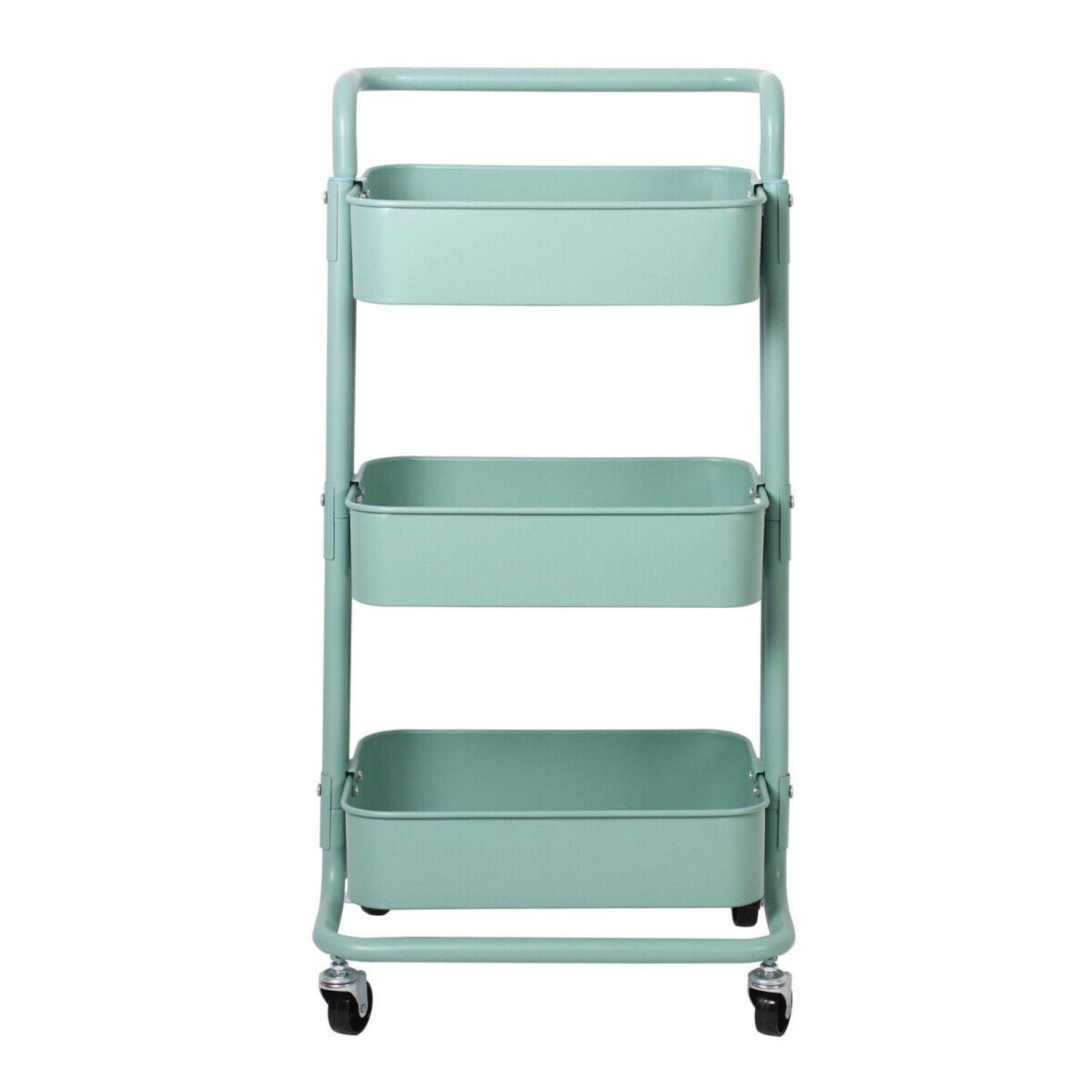 Carro Organizador Multiuso 3 Niveles 100% Acero Verde-8