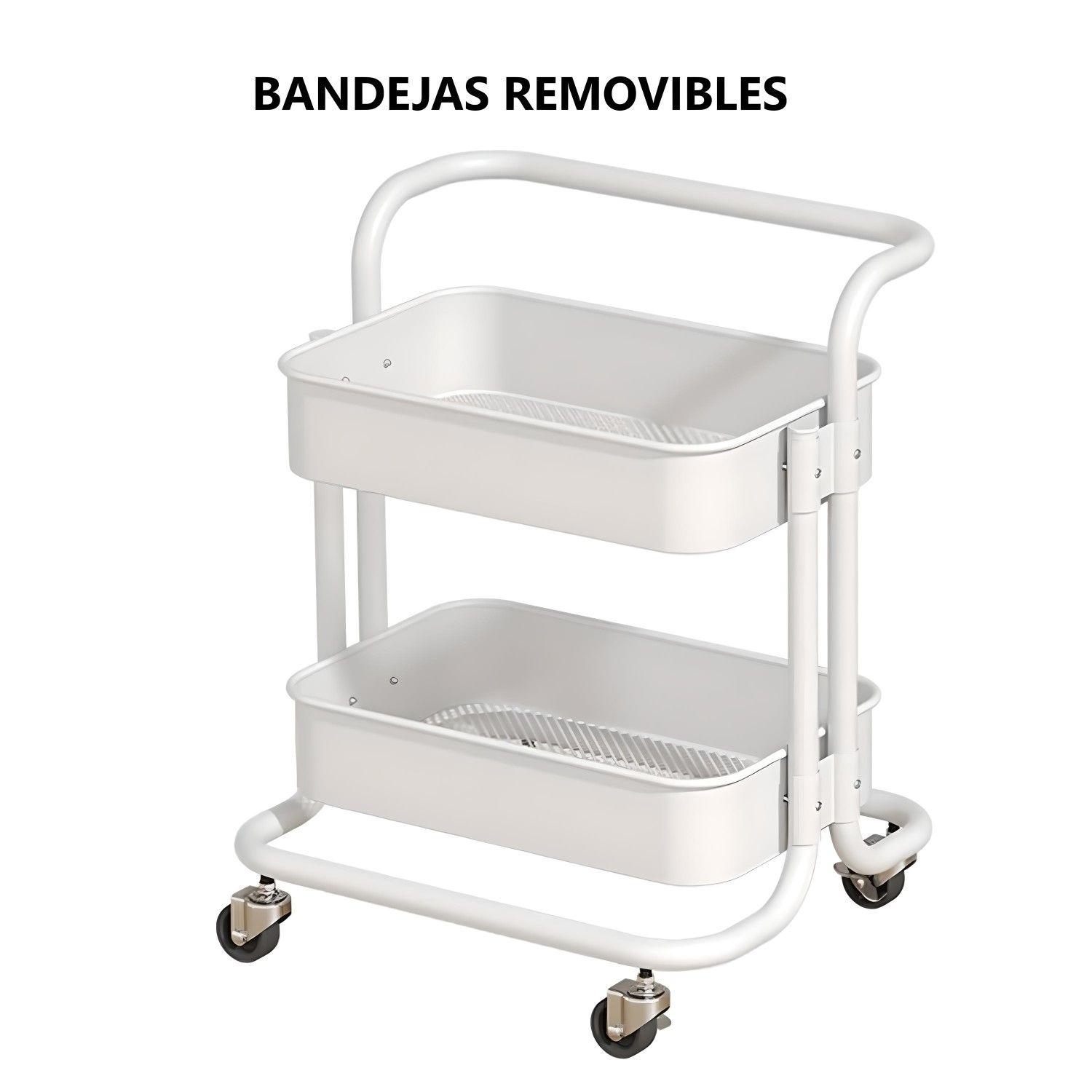 Carro Organizador Multiuso 3 Niveles 100% Acero Blanco-5