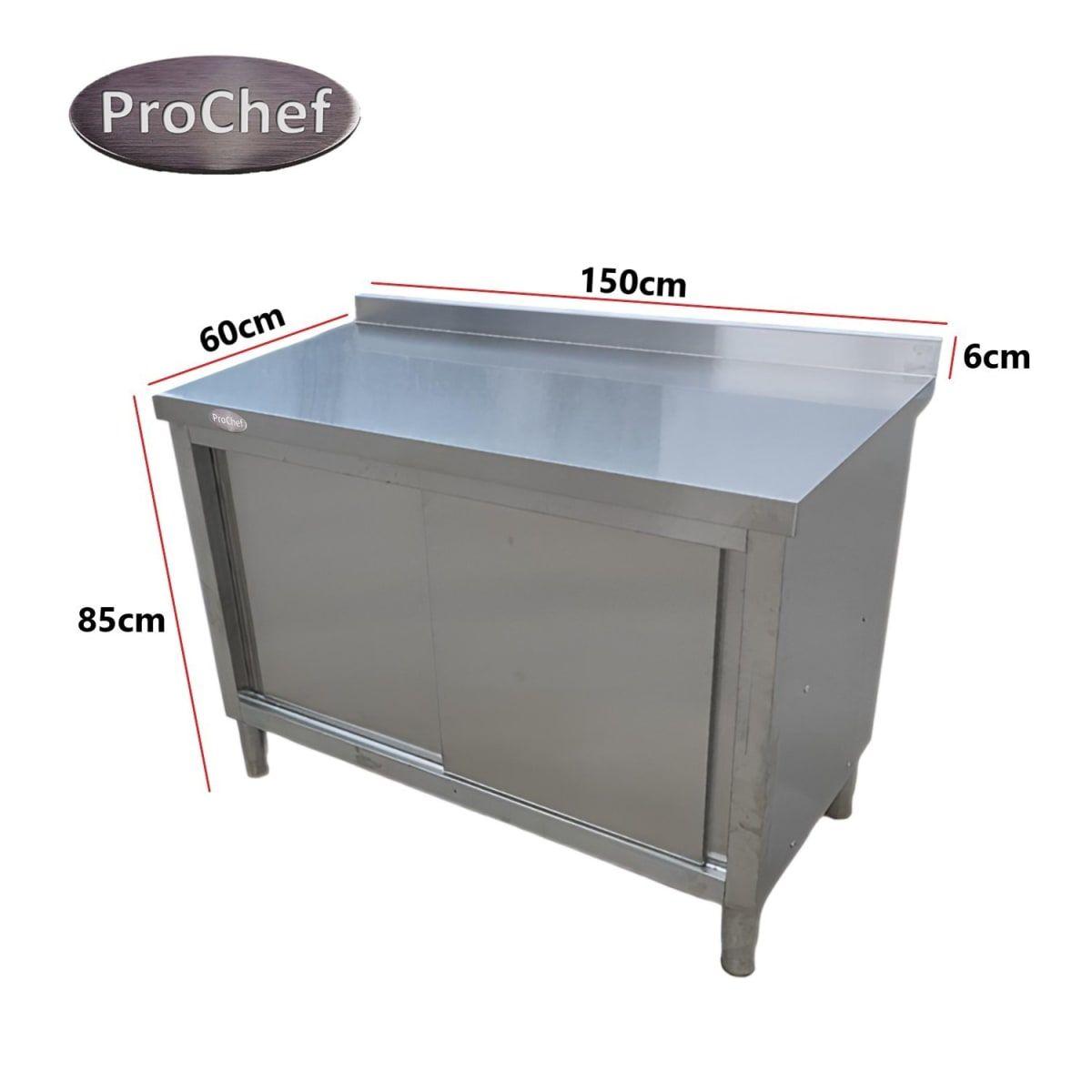 Mesón mural cerrado acero inoxidable 150x60 cm-3