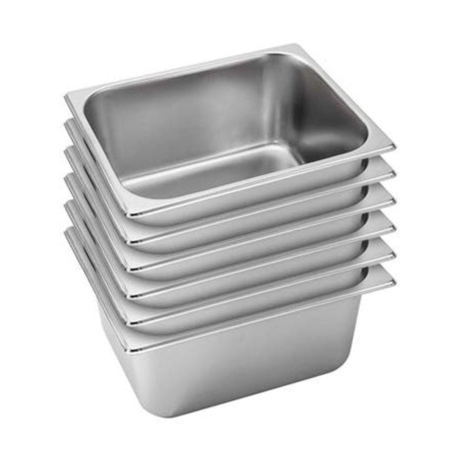 Pack 6 Depósitos Gastro GN 1/2 x 150 mm Acero Inox-0