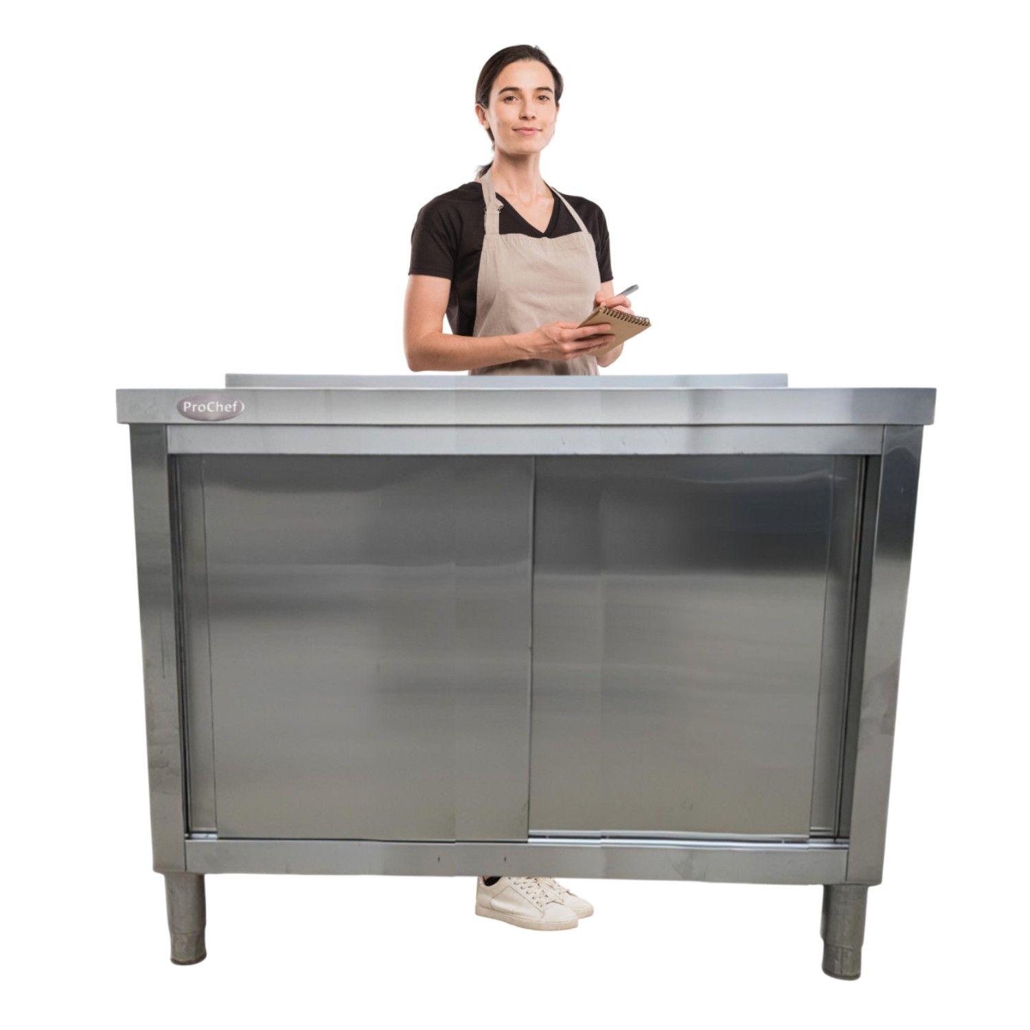 Mesón Mural Cerrado Acero Inoxidable 100x60+85(+6) cm-0