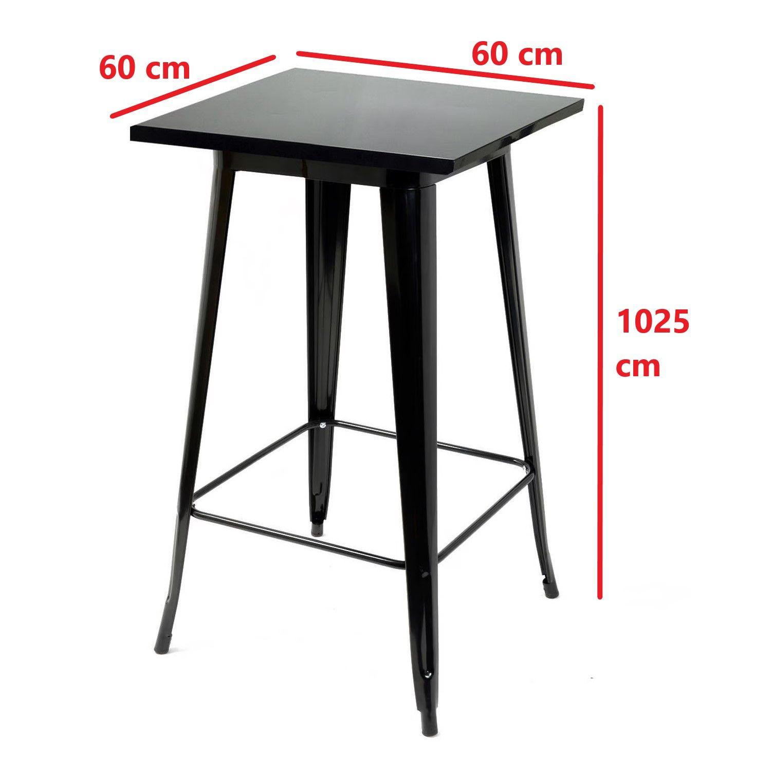 Mesa de Bar Tolix Negro Mate 60 x 60 Cm. Cubierta Acero-2