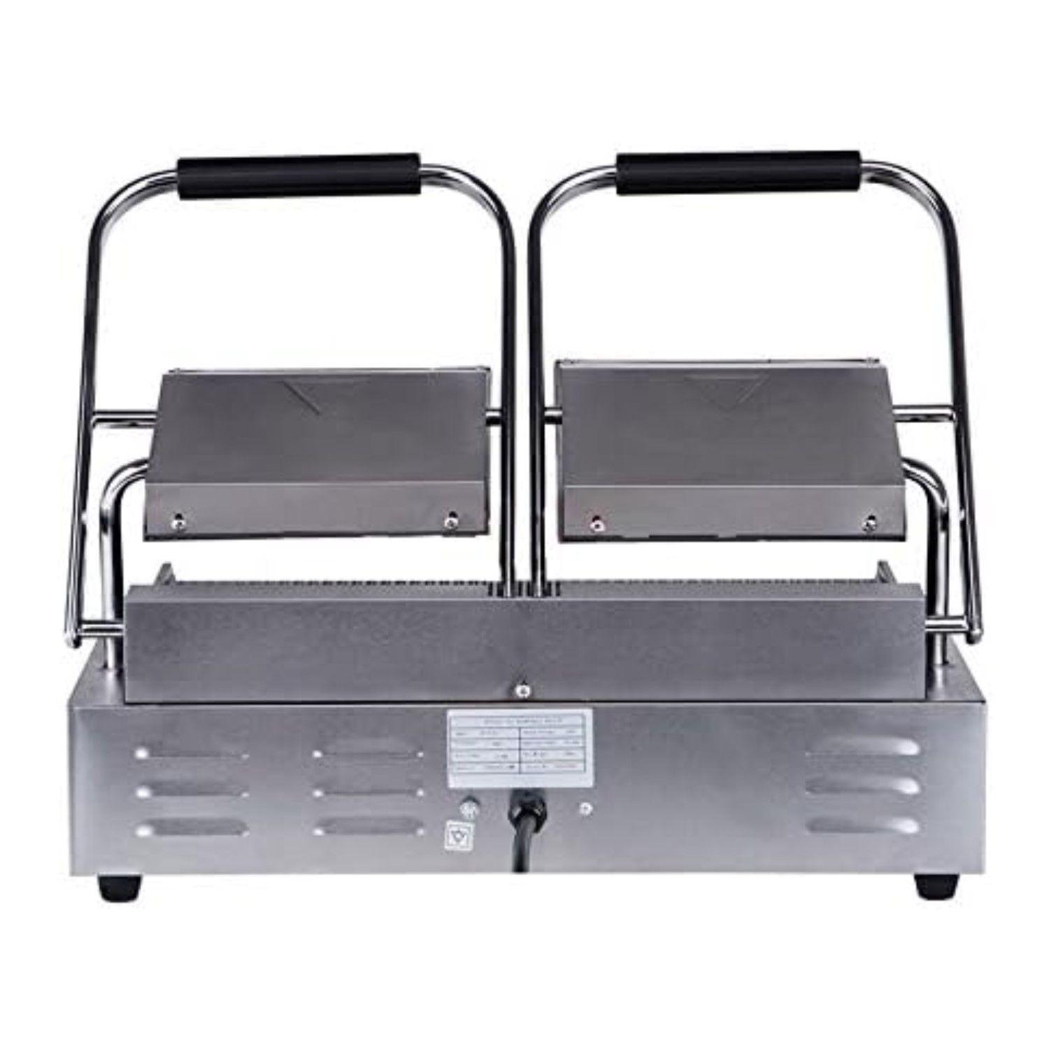 Plancha Sandwichera doble Panini Grill Acero Inox.-4