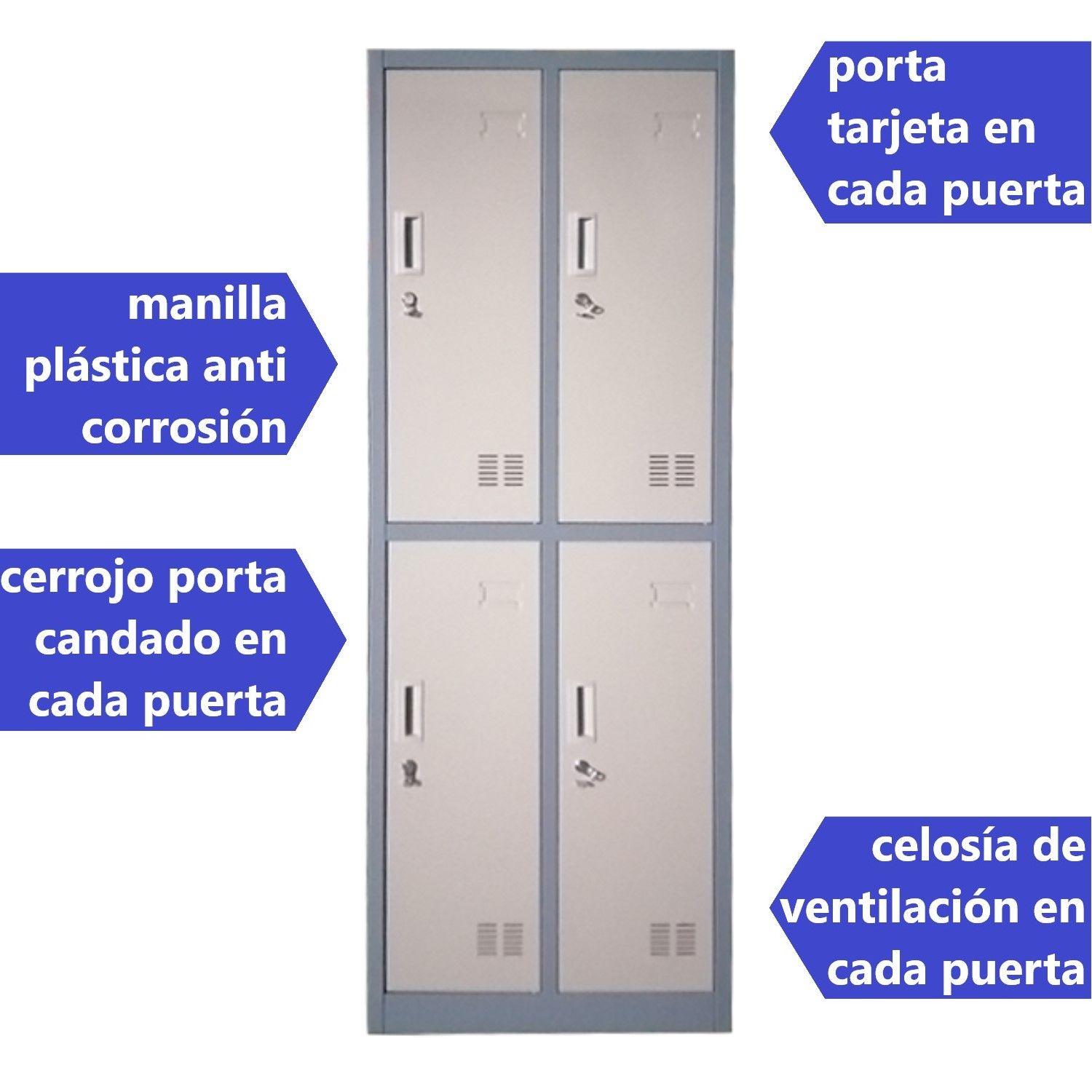 Locker Casillero metálico 2 Cuerpos 4 Puertas con Patas-2