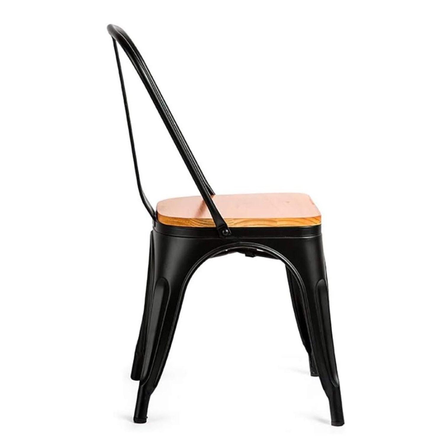 Silla Tolix Negro Mate y Madera 1 Unidad-2