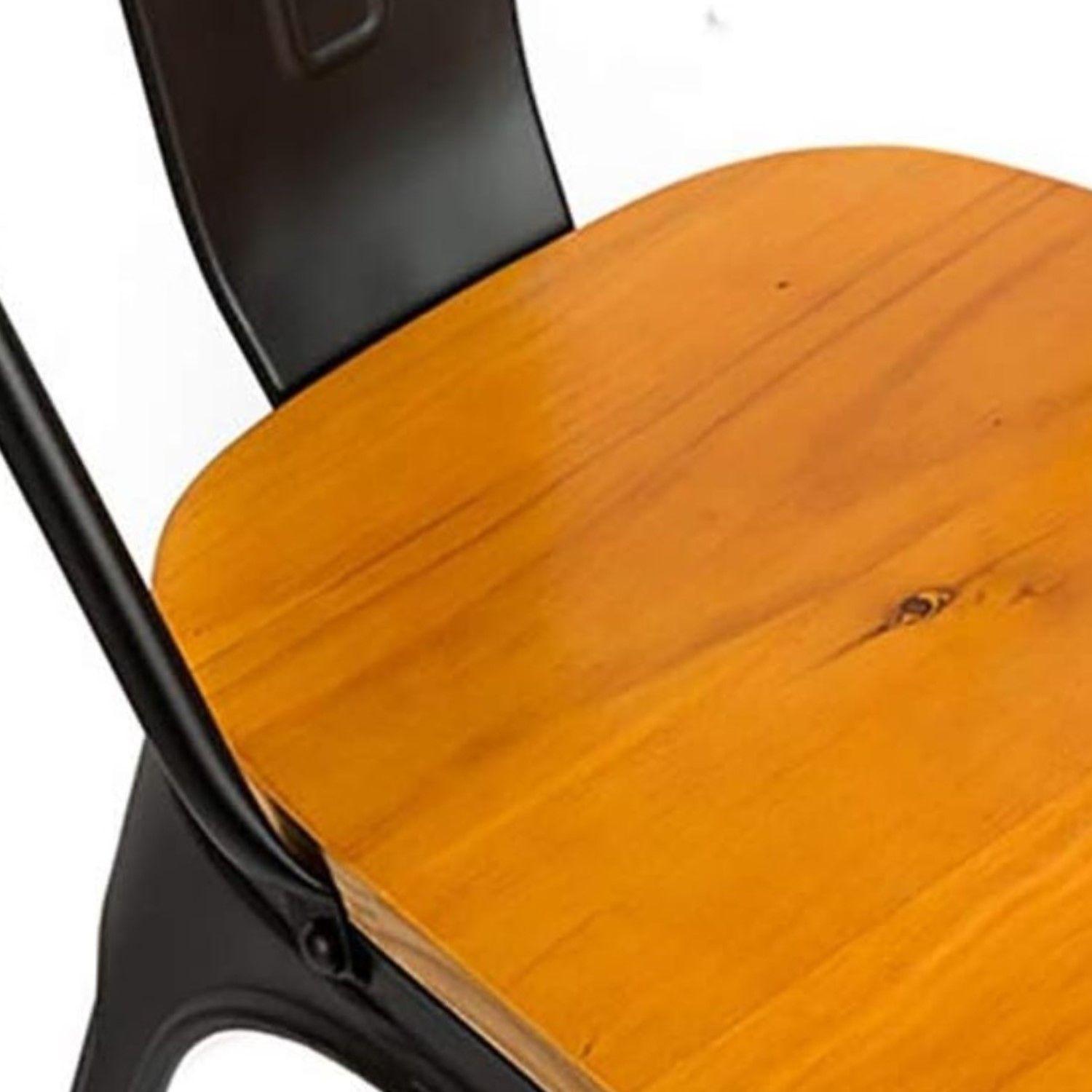 Silla Tolix Negro Mate y Madera 1 Unidad-3