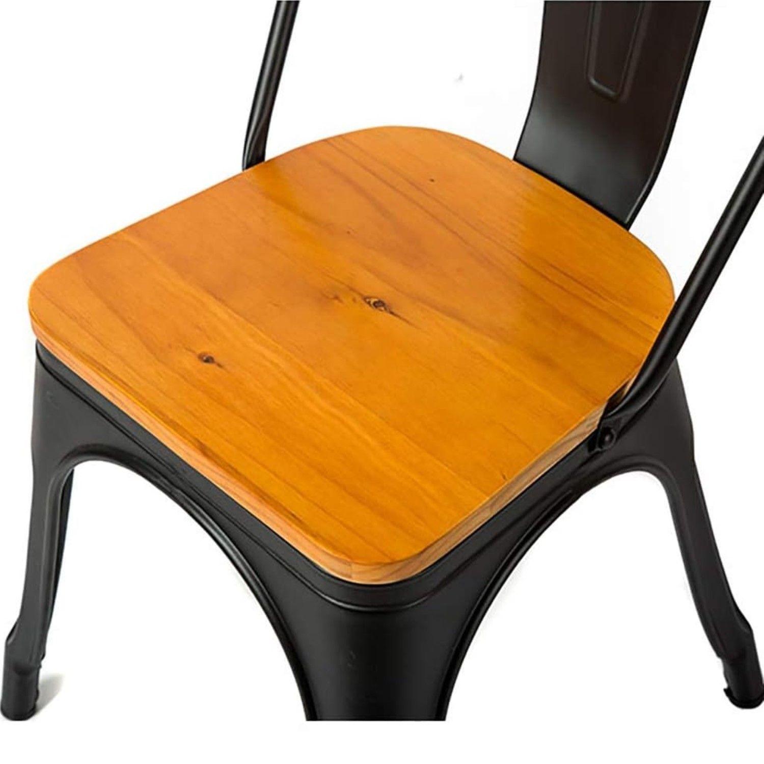 Silla Tolix Negro Mate y Madera 1 Unidad-4