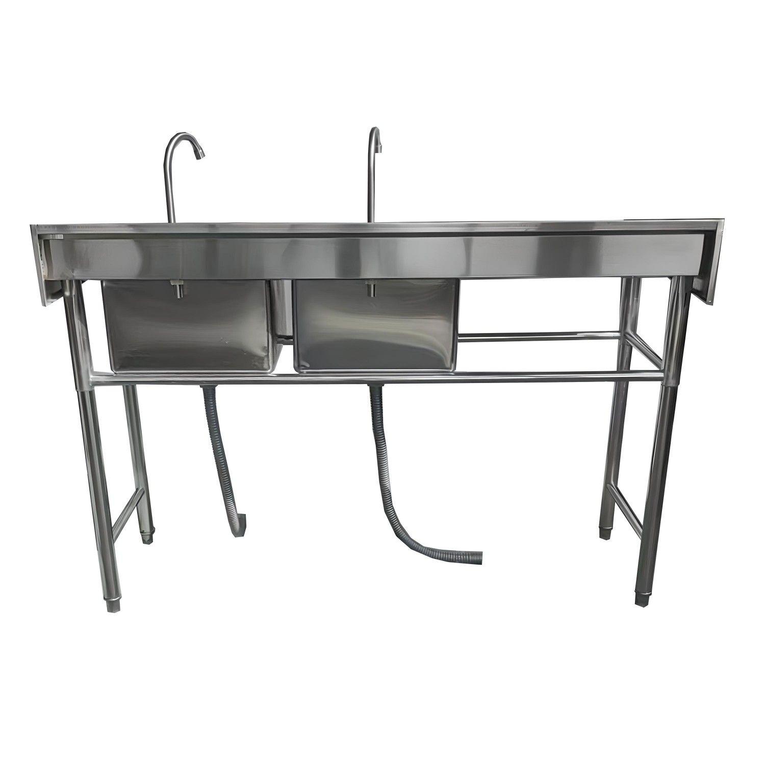 Lavafondos Doble Acero Inox. 175x60x90 cm. Secador izquierdo-2