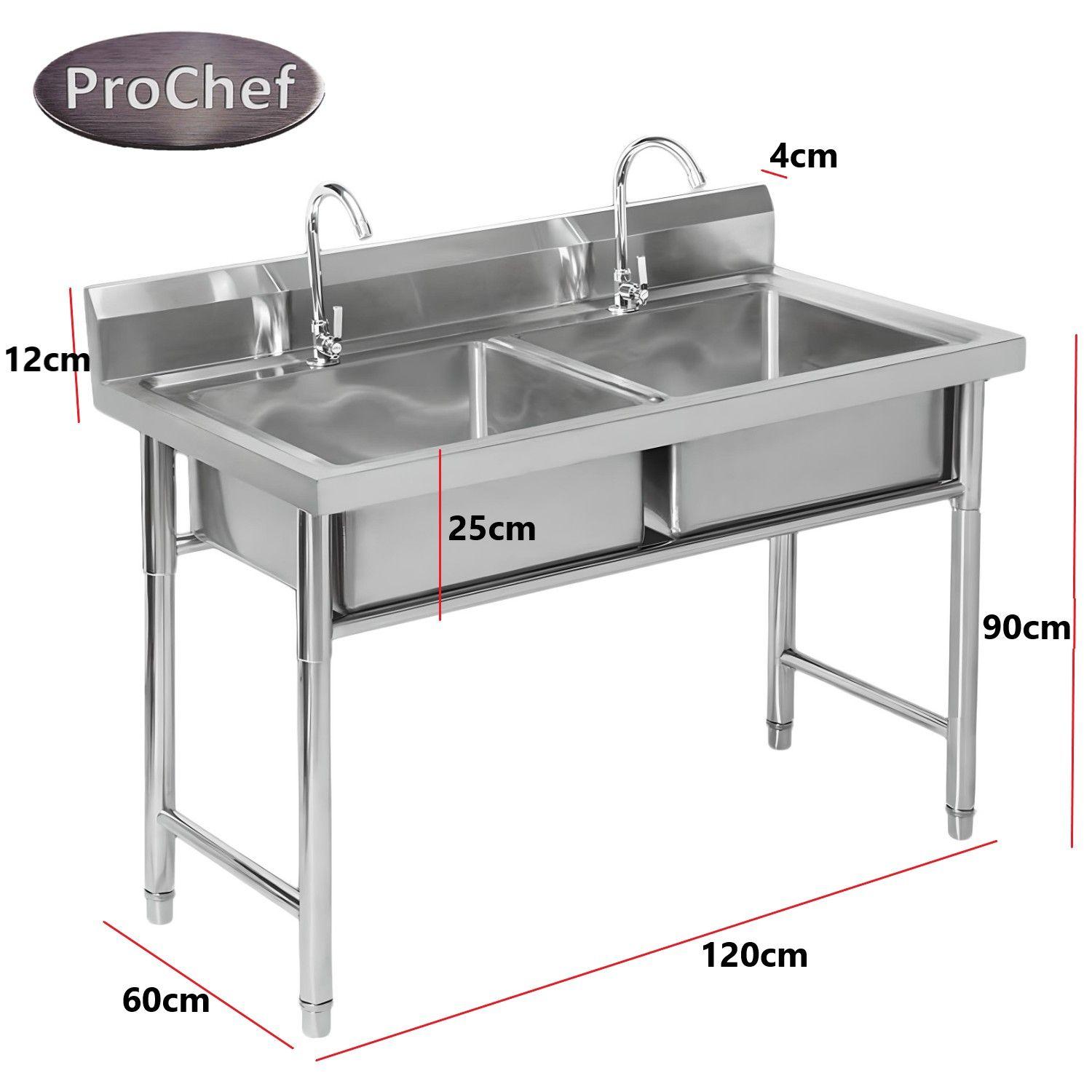 Lavafondos Doble Acero Inox. 120x60x90 cm. Con Grifería-3