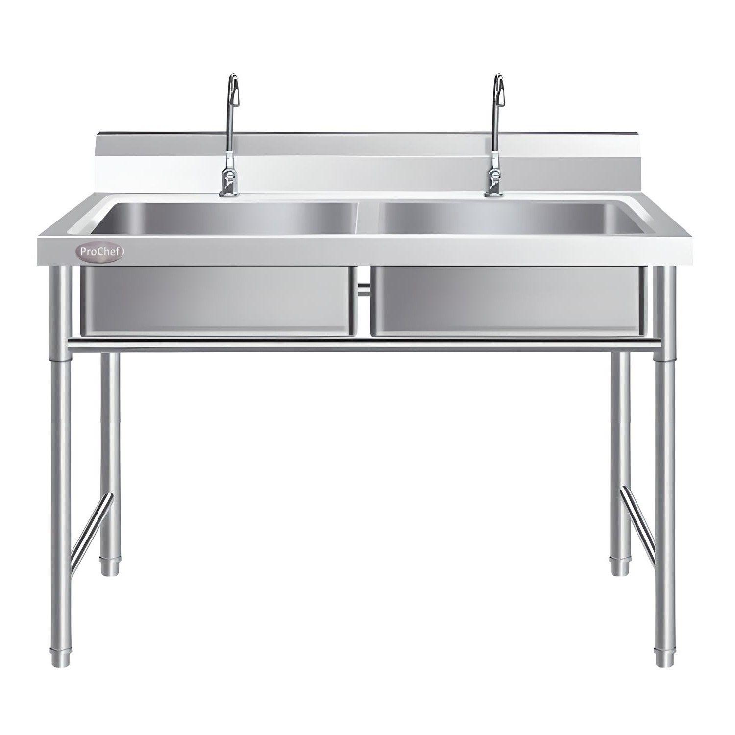 Lavafondos Doble Acero Inox. 120x60x90 cm. Con Grifería-8