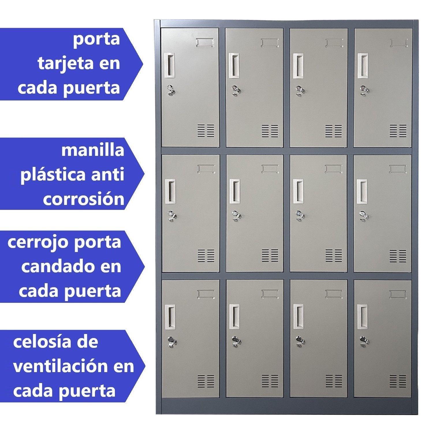 Locker Casillero Metálico 4 cuerpos 12 puertas-2