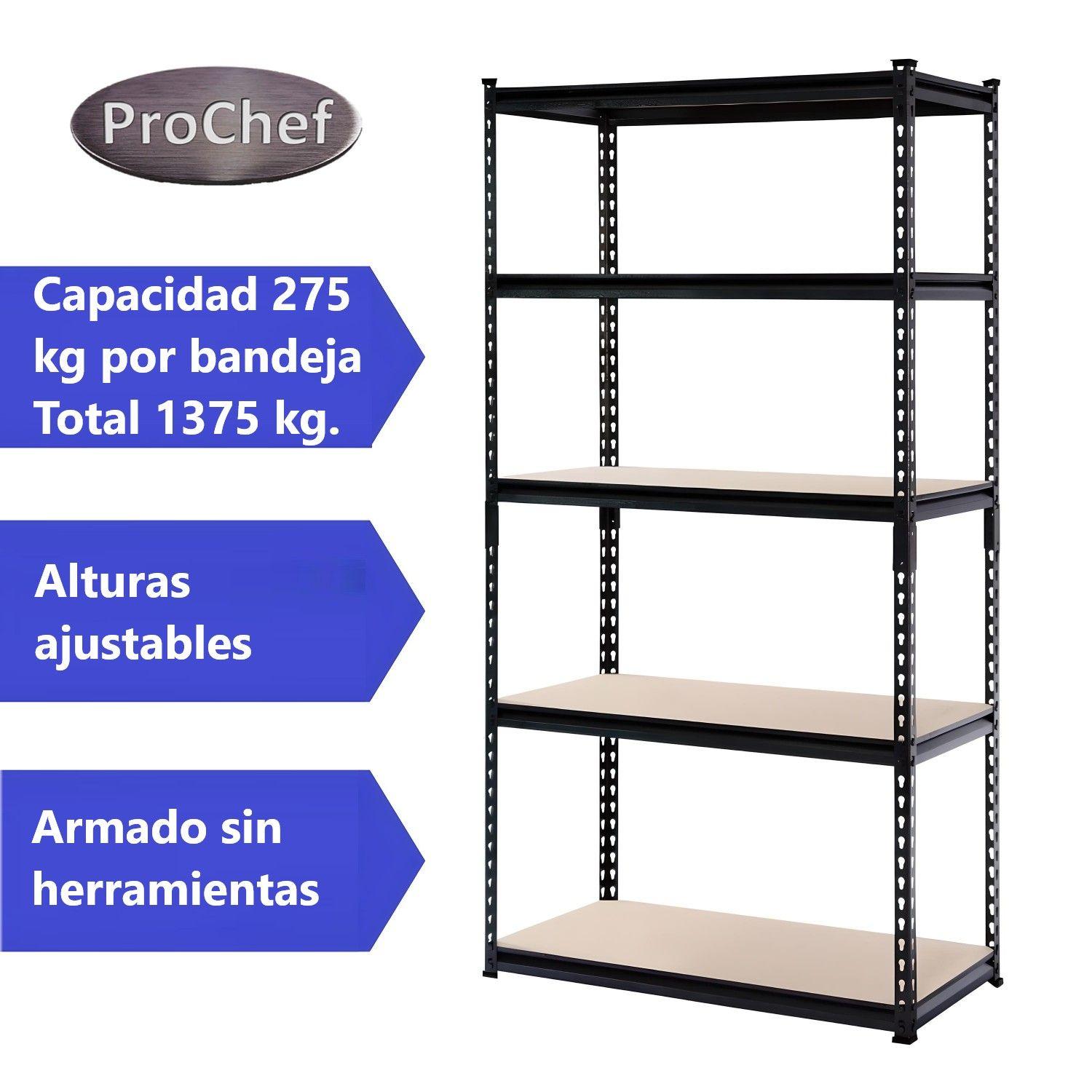 Estante Acero 90x45x180 cm 5 Bandejas. 1375 Kg.-3
