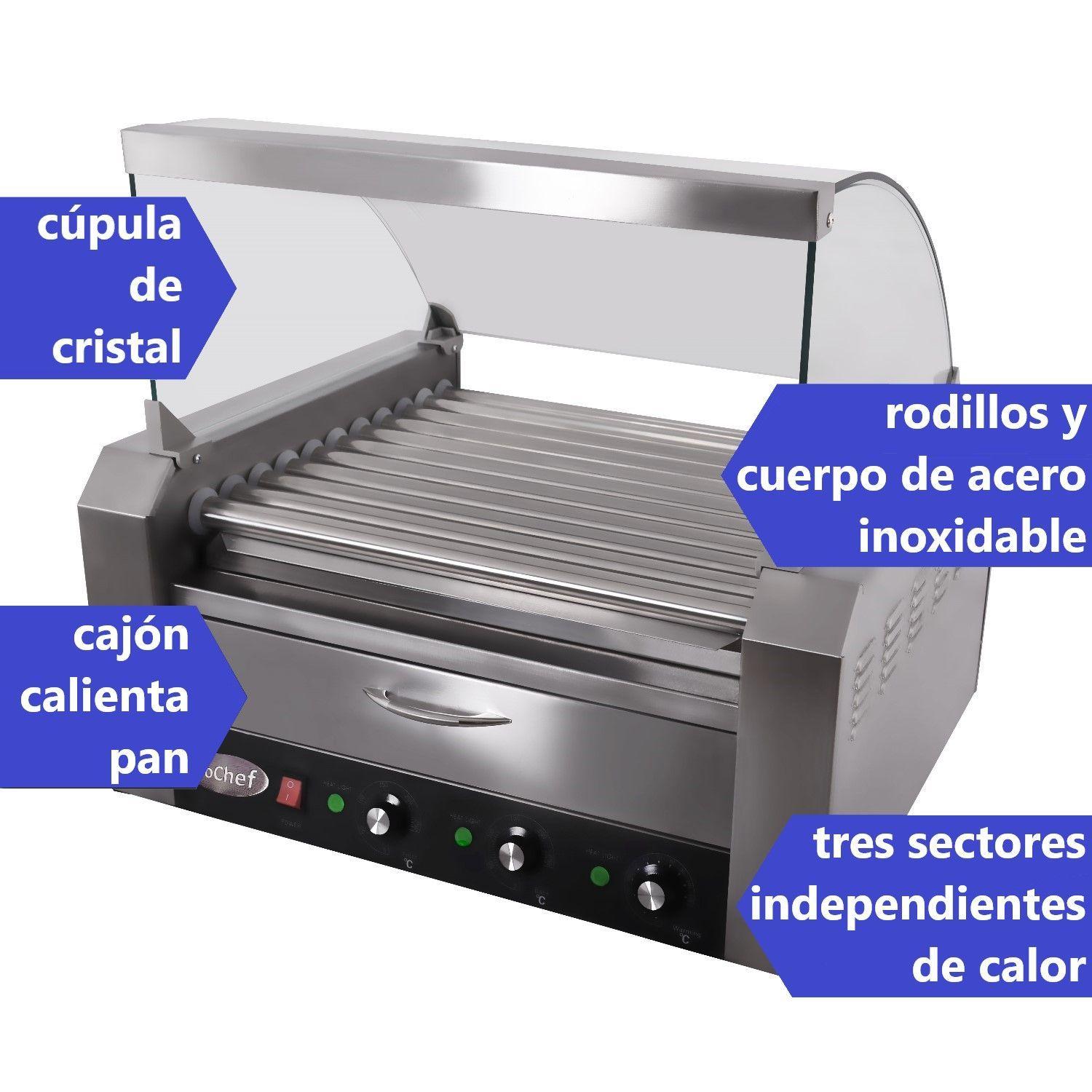 Máquina de Completos Roller Hot Dog 9 Rodillos con cajonera temperada-3