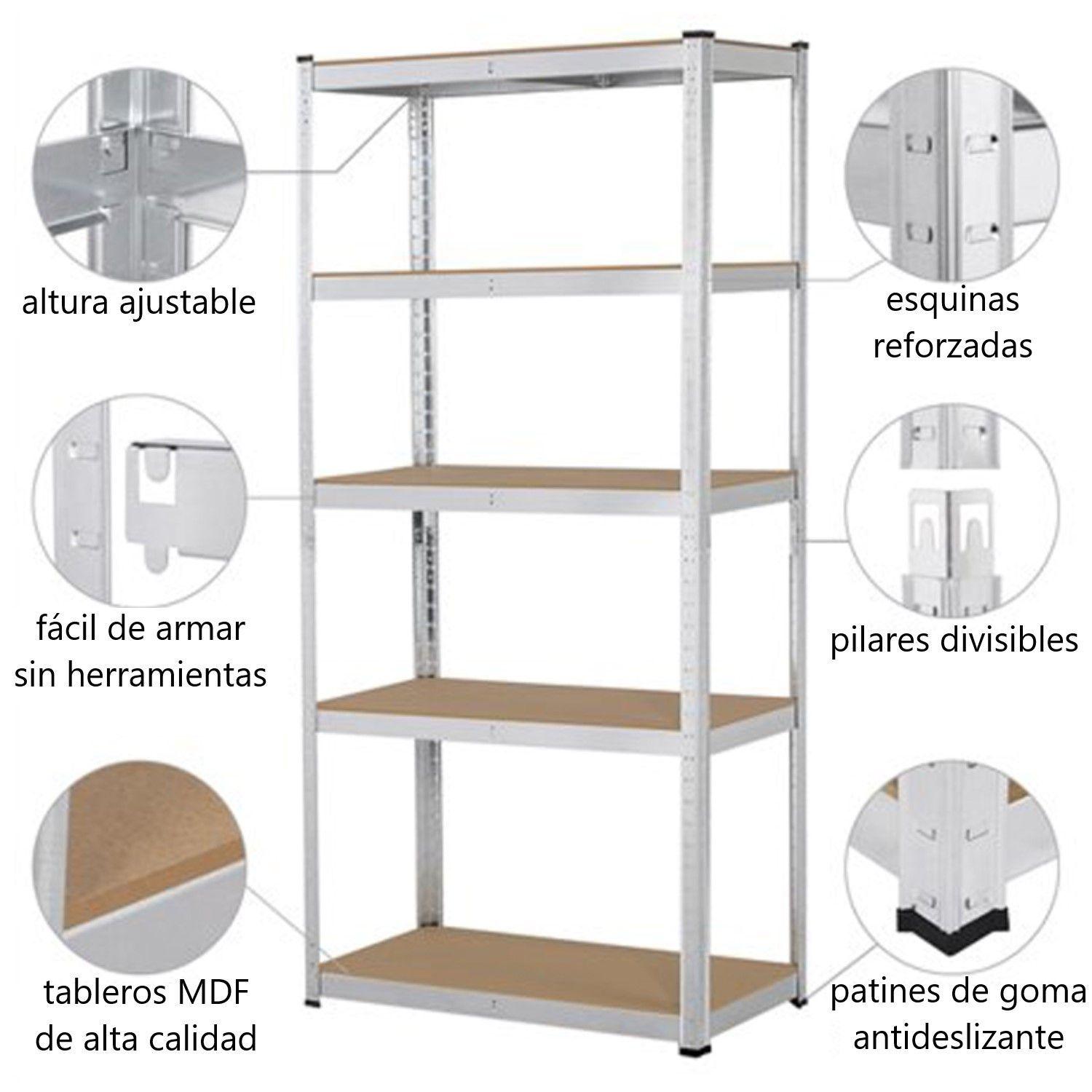 Estante Acero Galvanizado 70x30x150 cm. Cap 875 Kg-6