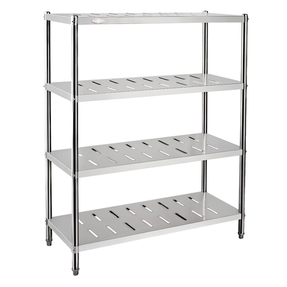 Estante 4 Bandejas Perforadas 120x50x155 cm. Acero Inox-0