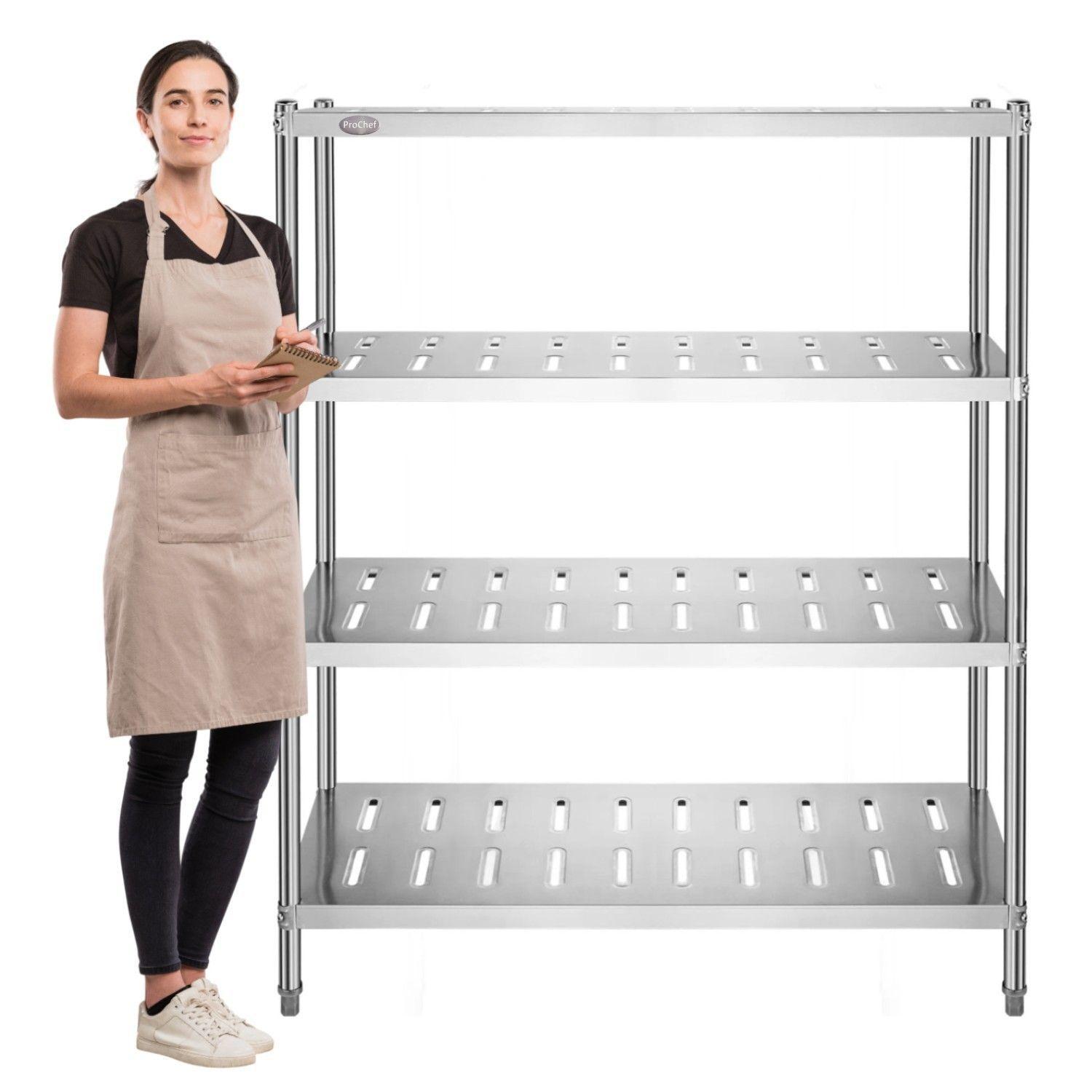 Estante 4 Bandejas Perforadas 120x50x155 cm. Acero Inox-1