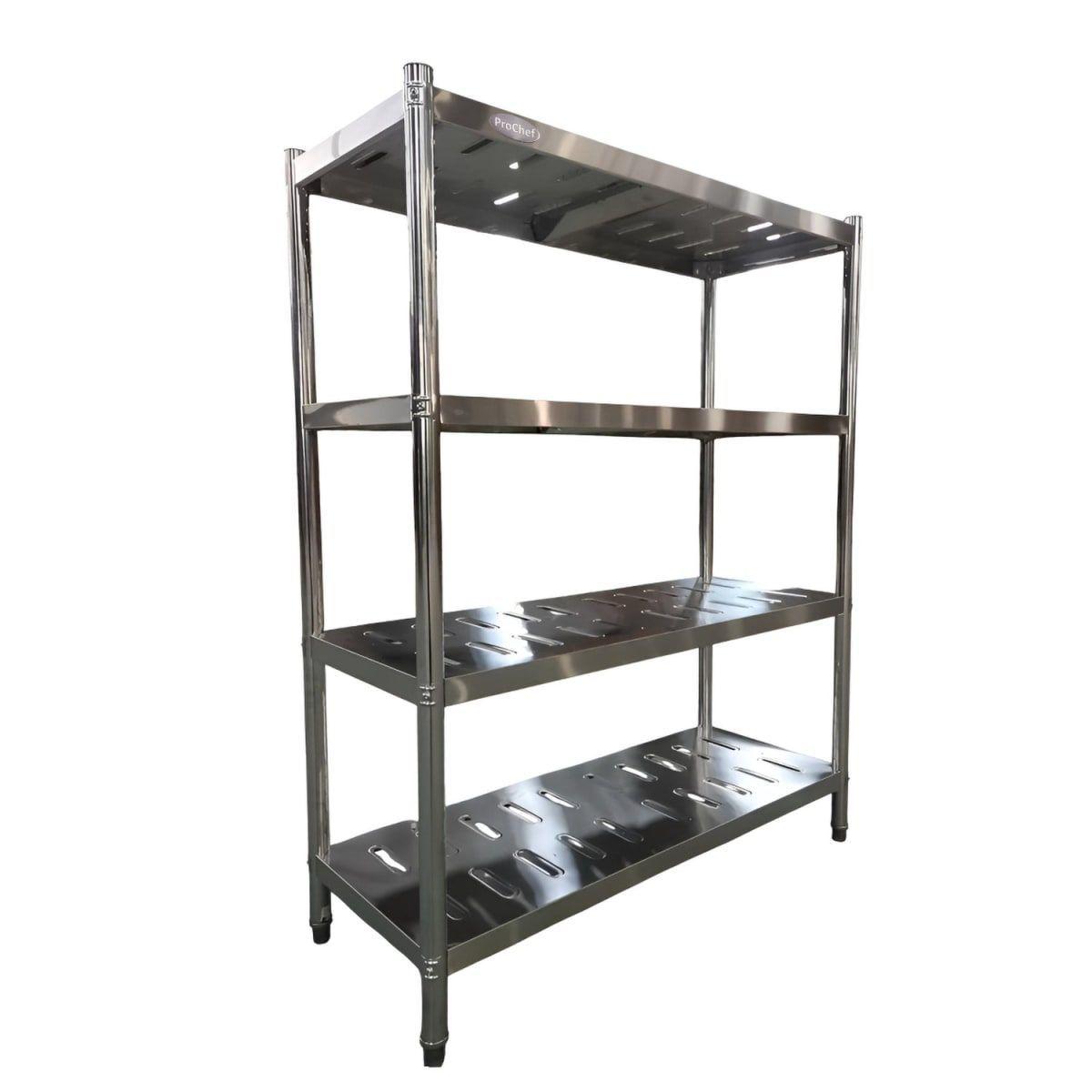 Estante 4 Bandejas Perforadas 120x50x155 cm. Acero Inox-2