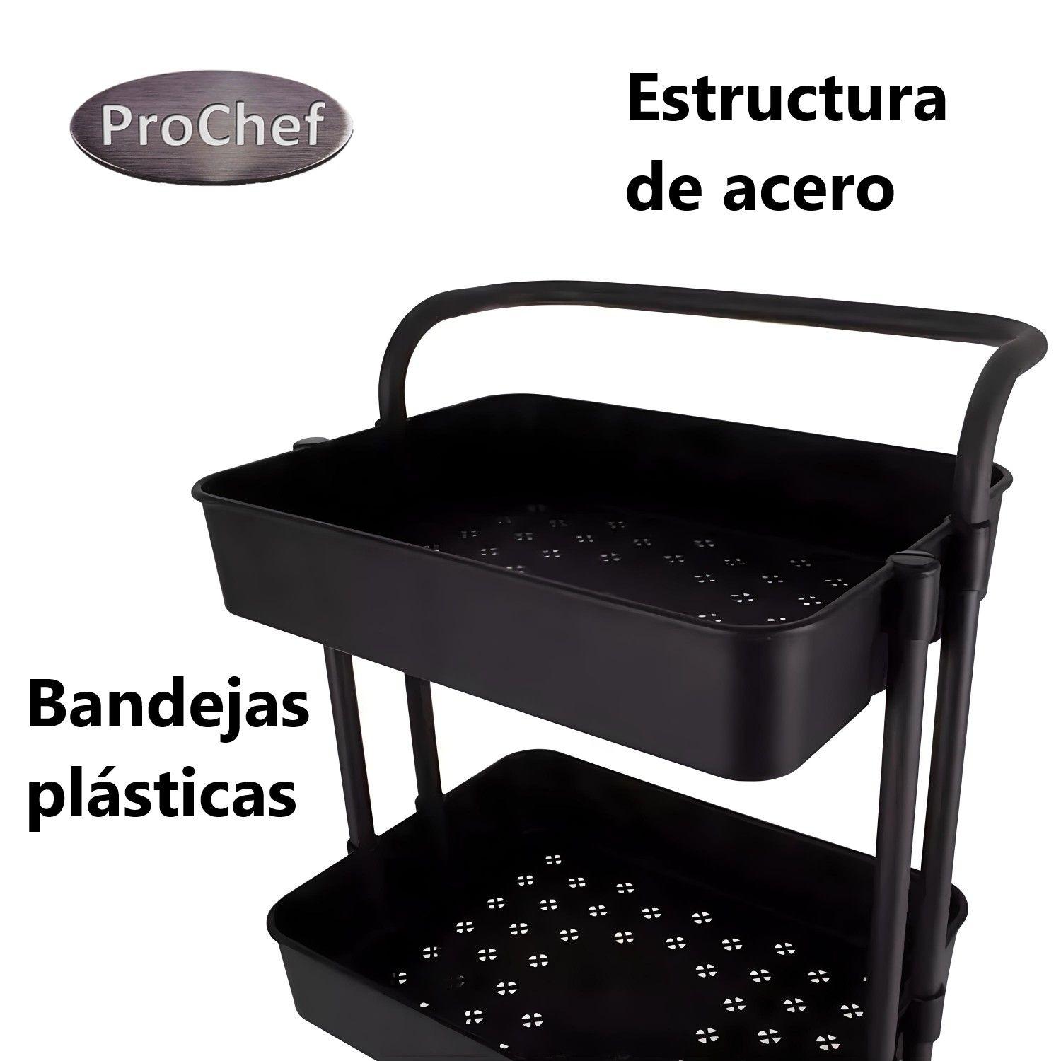 Carro Organizador Multiuso Negro Bandejas Plásticas-2