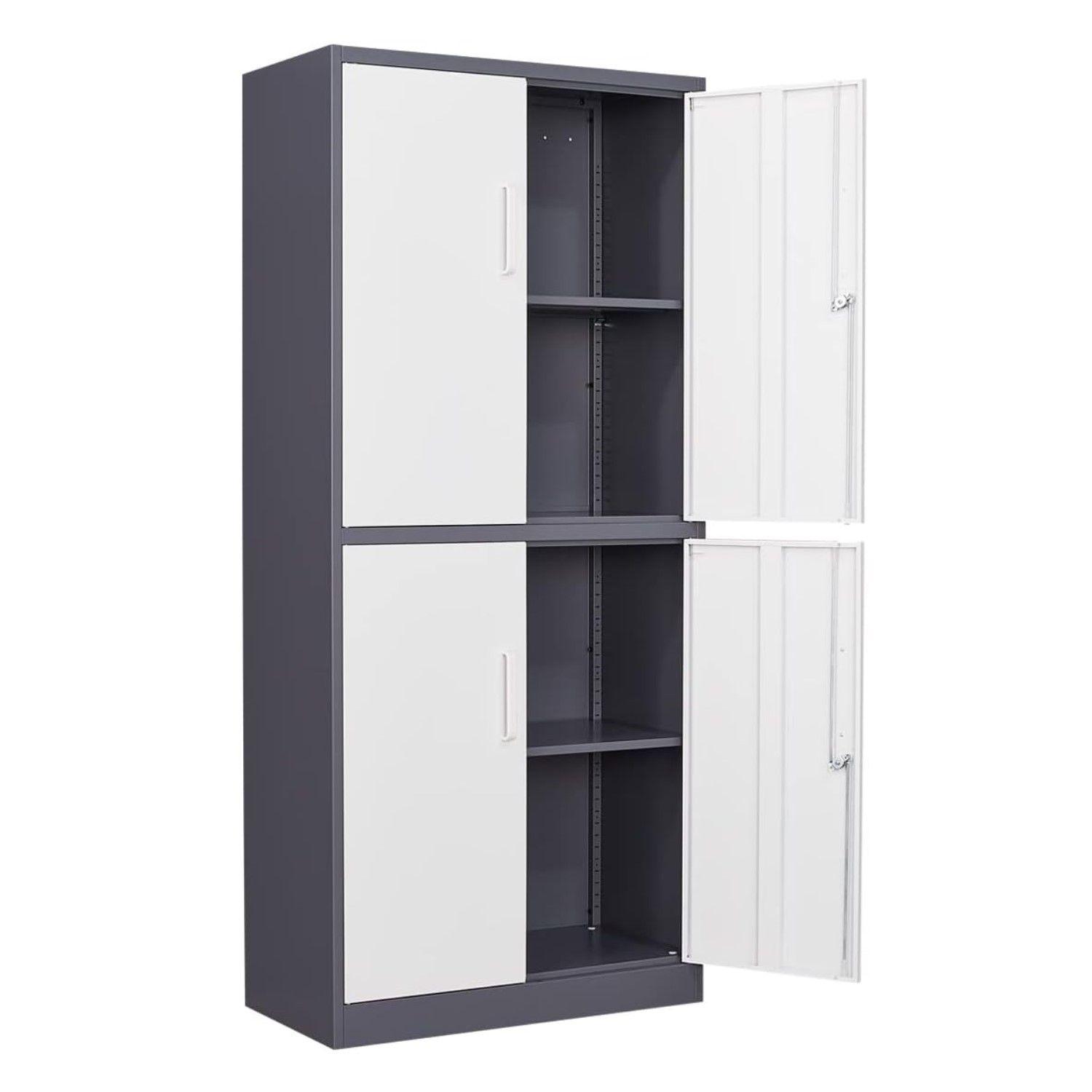 Armario de Acero 90x40x185 cm 2 Cuerpos 4 Puertas 3 Bandejas-3