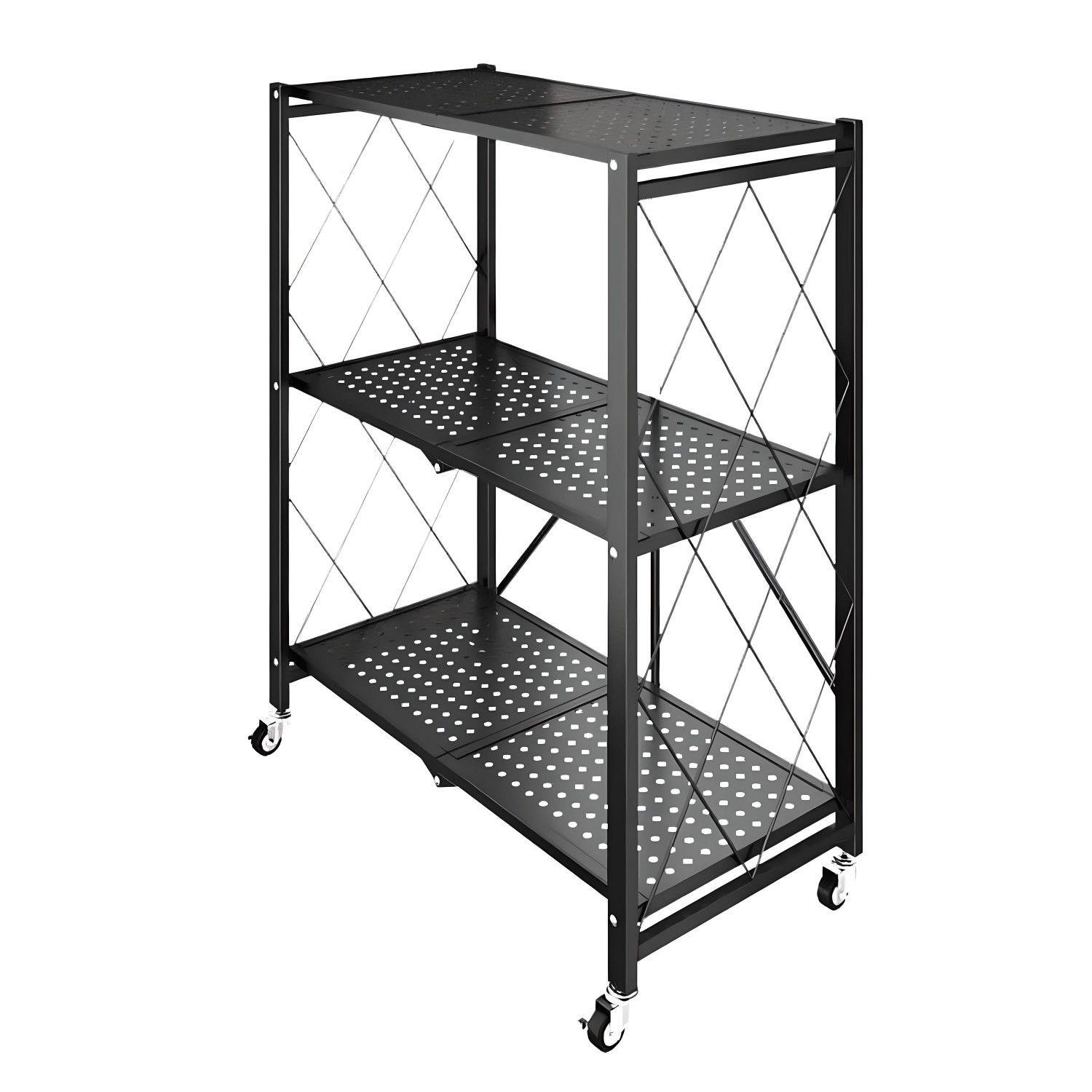 Estante Plegable de Acero con Ruedas. 3 bandejas-8