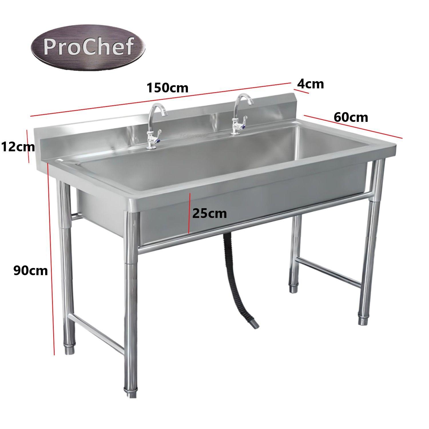 Lavafondos Acero Inoxidable 150x60x90 cm. Con Grifería-3