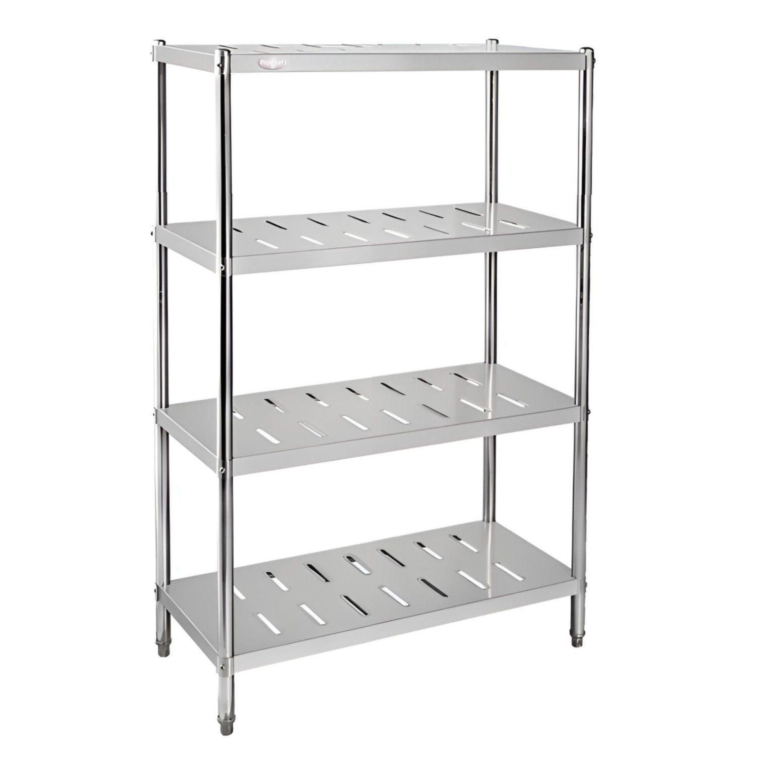 Estante 4 Bandejas Perforadas 90x50x155 cm. Acero Inox-0