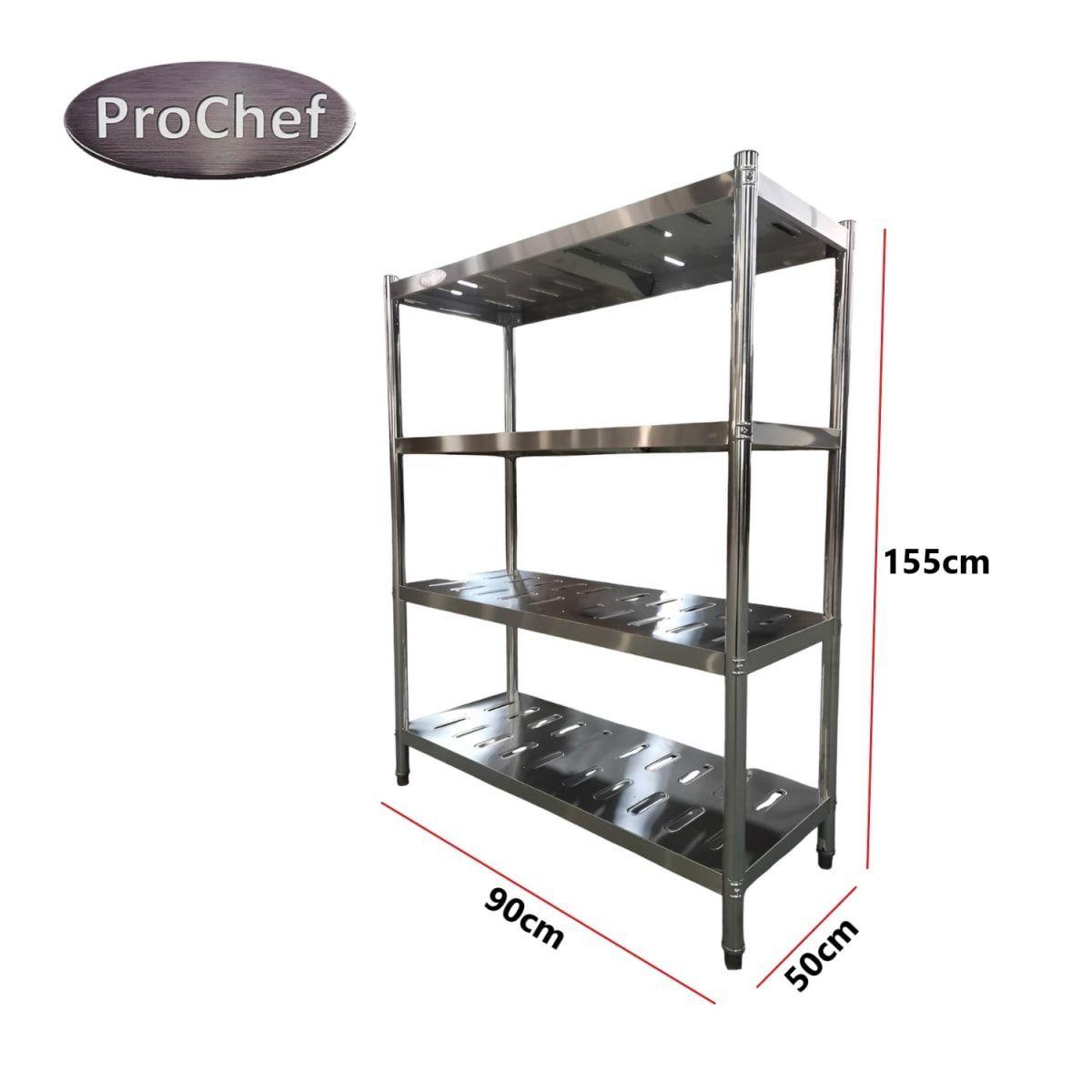 Estante 4 Bandejas Perforadas 90x50x155 cm. Acero Inox-3
