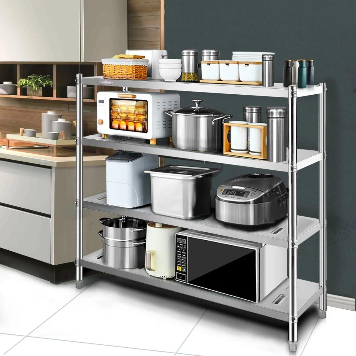 Estante 4 Bandejas Perforadas 90x50x155 cm. Acero Inox-5
