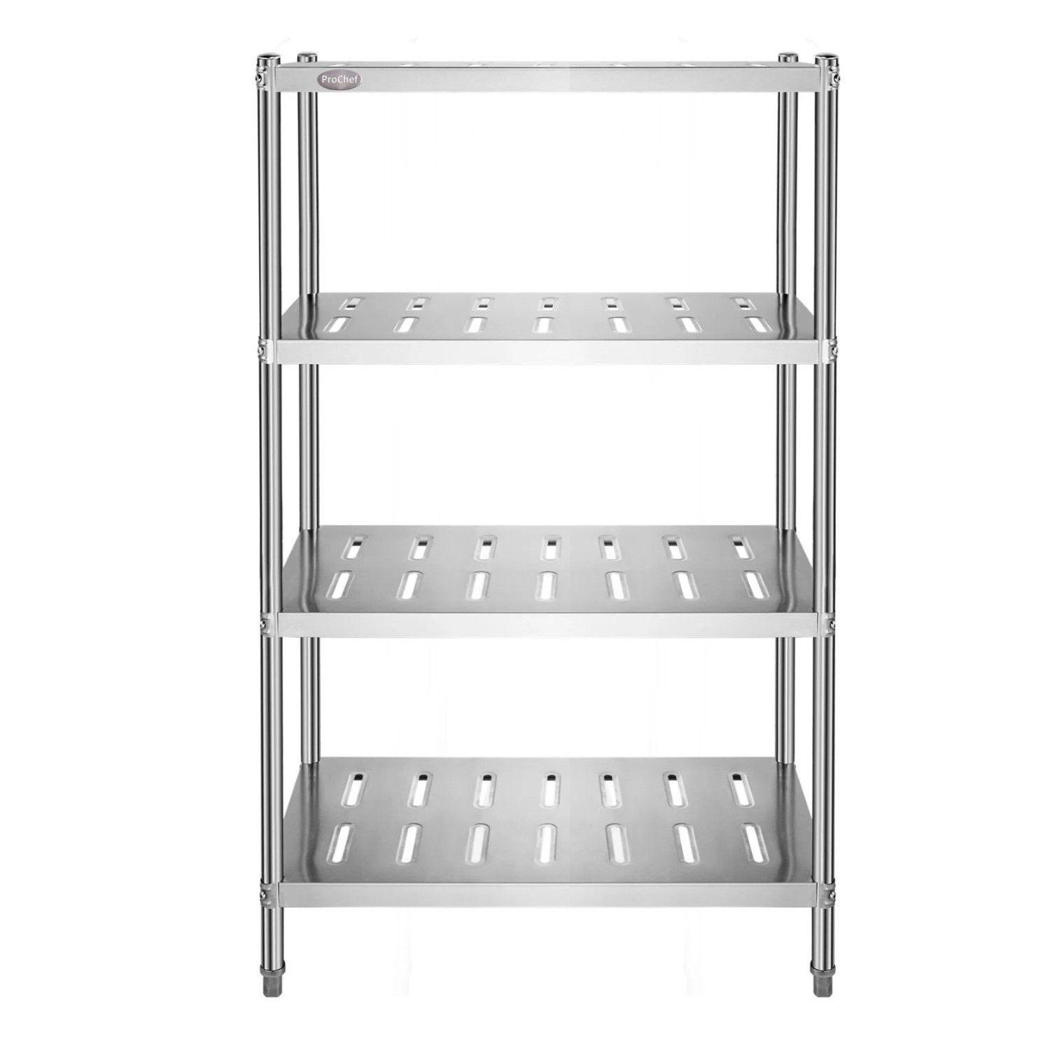 Estante 4 Bandejas Perforadas 90x50x155 cm. Acero Inox-6
