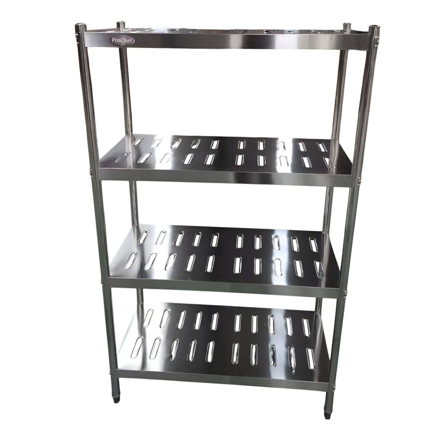 Estante 4 Bandejas Perforadas 90x50x155 cm. Acero Inox-7