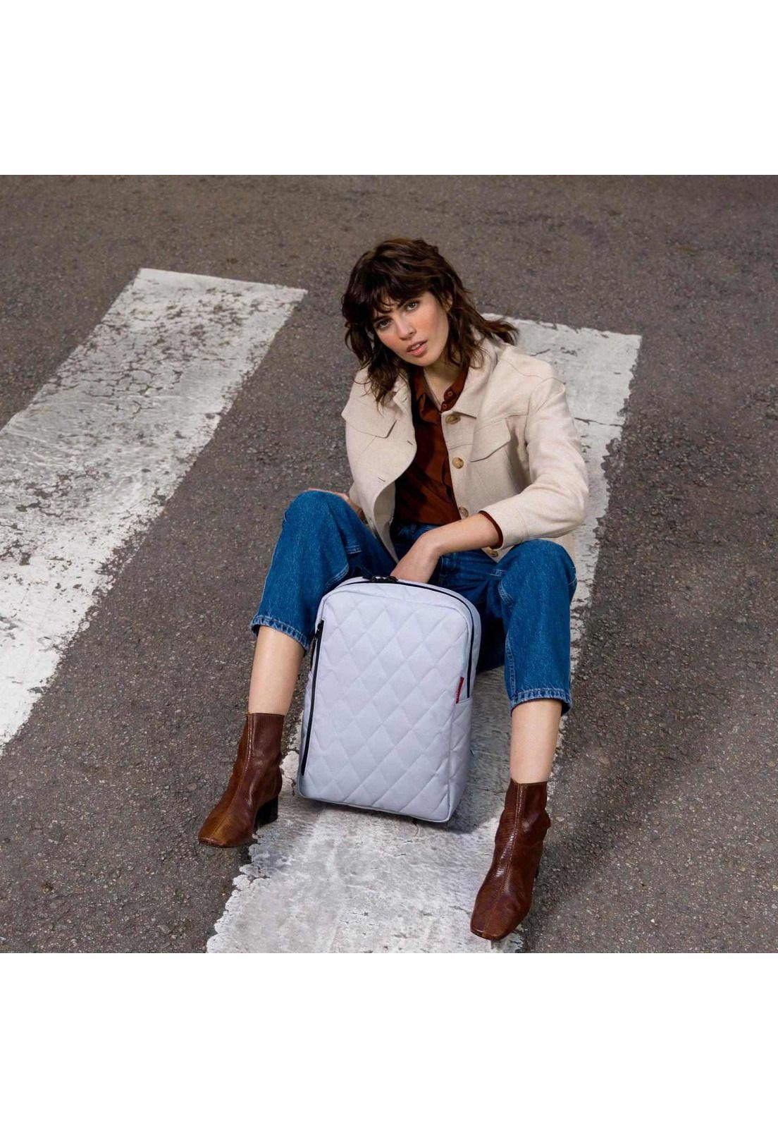 Mochila classic M rhombus - light grey-5