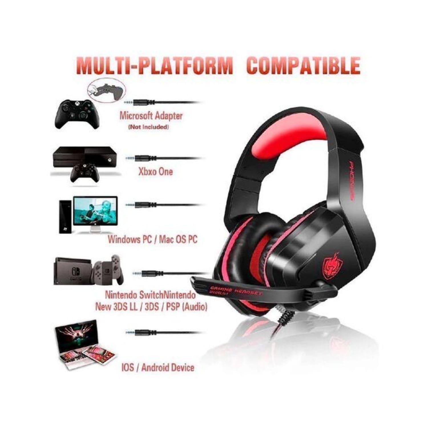 audifonos Gamer Microfono Phoinikas H1 ROJO-2